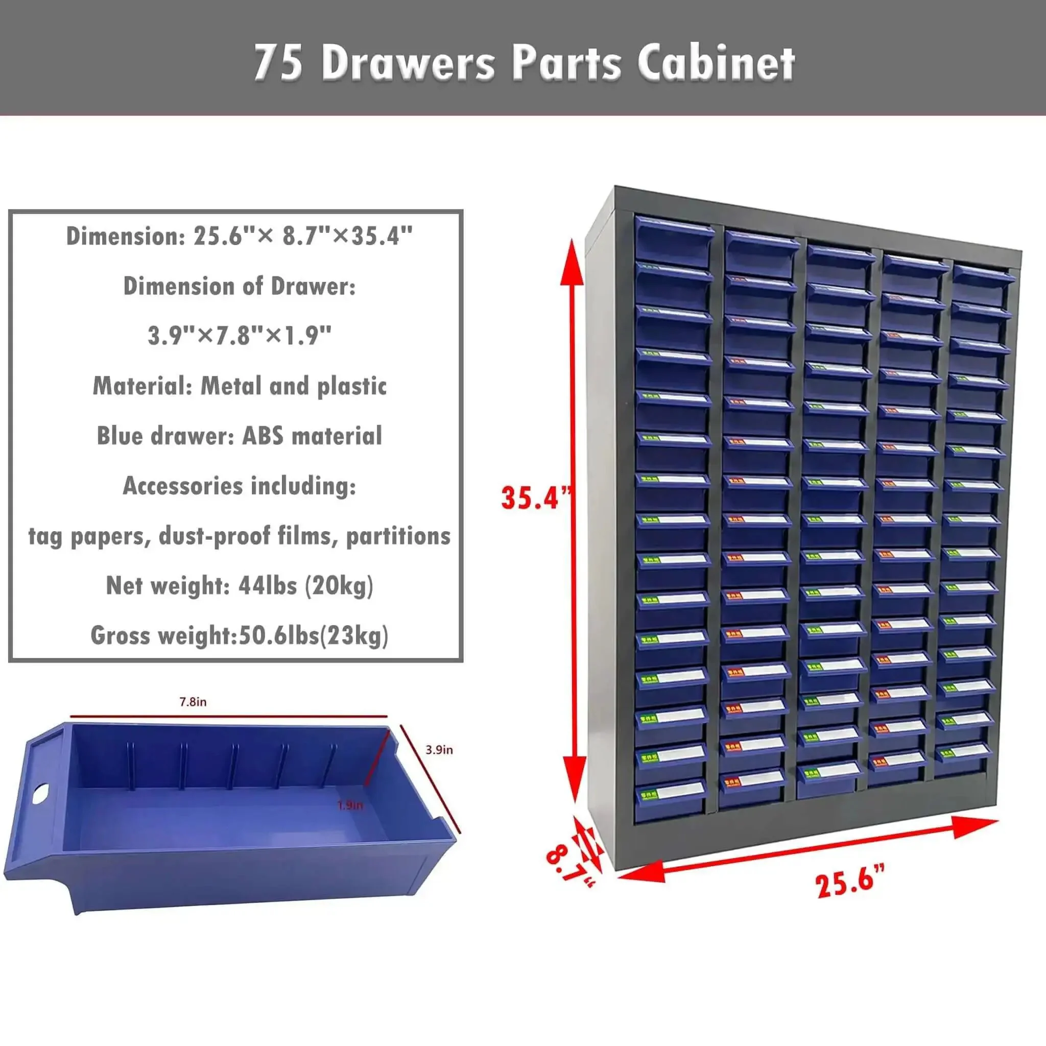 Heavy Duty Steel Parts Organizer With 75 Drawers And Customizable Dividers For Bolts And Nuts The Workhorse Of Your Workshop Industrial Tool Storage Cabinet For Workshop Factory And Office Anti Drop ABS And PS Drawers For Secure Busy Workflows - Image 7