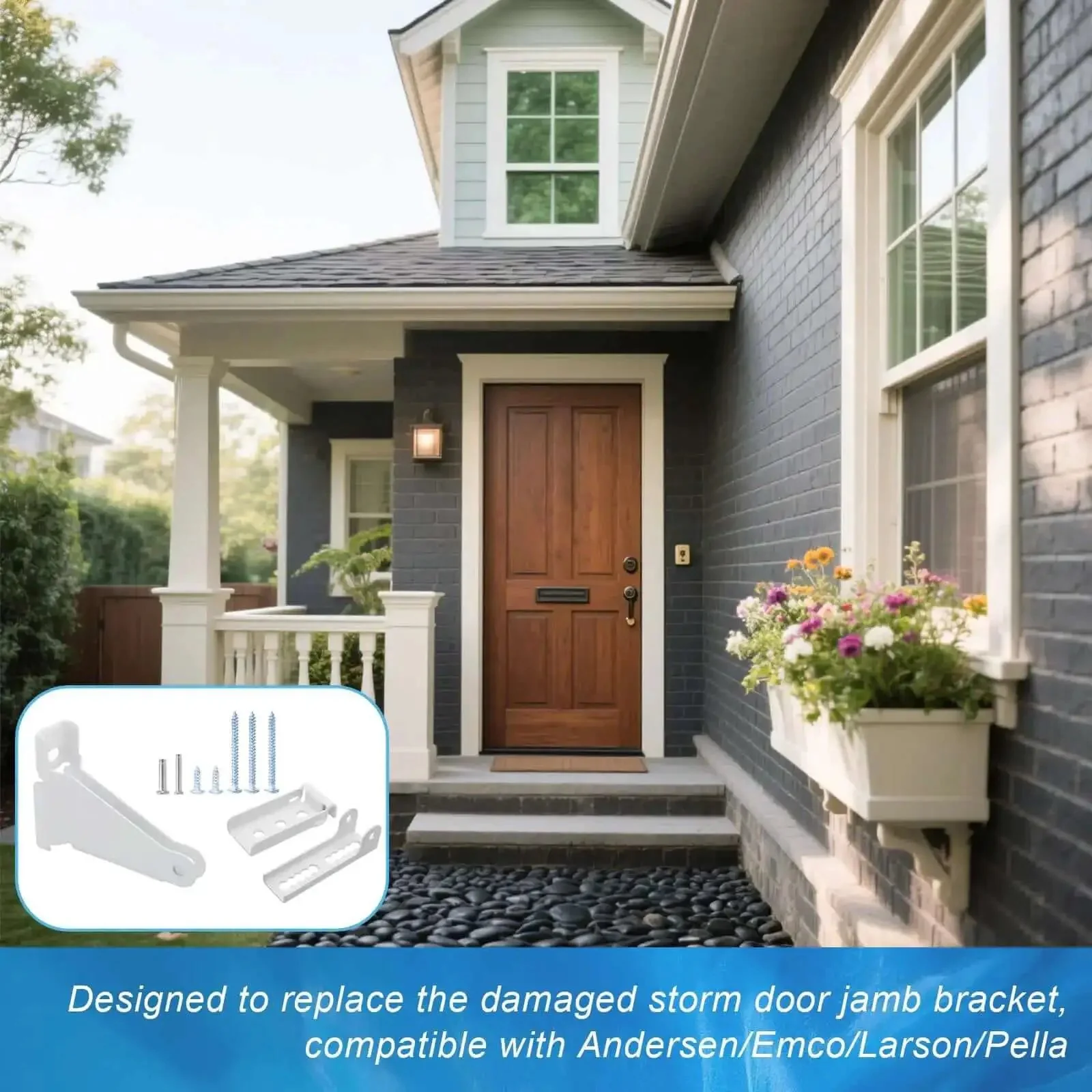 Heavy Duty Storm Door Closer Bracket Kit Reinforced Metal Replacement Part For Screen Doors White With Stainless Steel Screws Built Tough To Guard Against Wind Damage And Fit Popular Closers And 40201 Repair Kits - Image 2