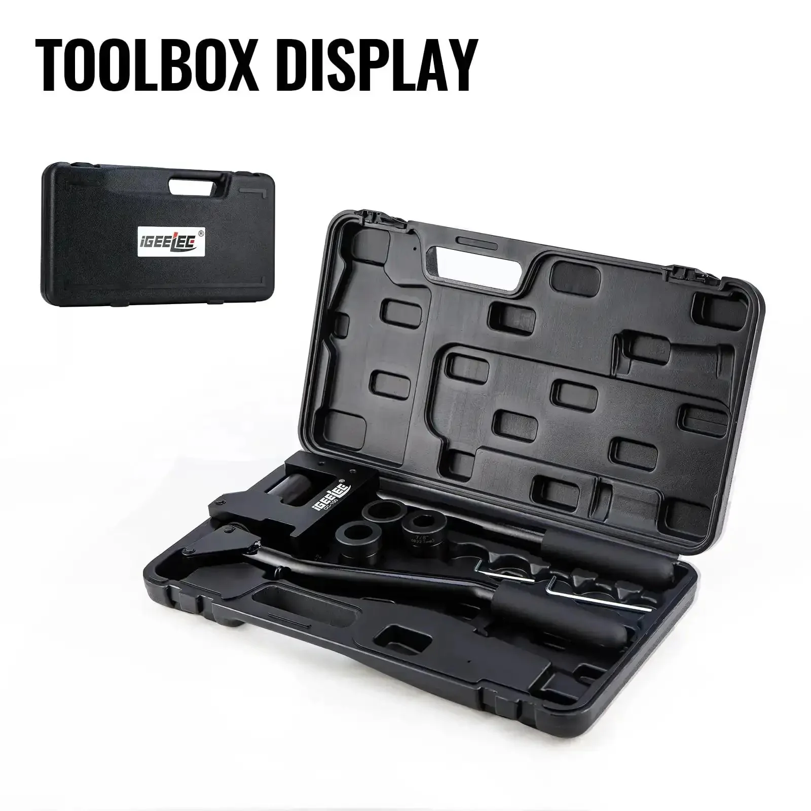 Heavy Duty Stud Punch Set For Sheet Metal 7/8, 1-1/8, And 1-11/32 Inch Holes, 20GA Steel, Lever Puncher With Lightweight Aluminum Head, Easy Grip Pro Grade Hole Punch Kit CC-100 - Image 2