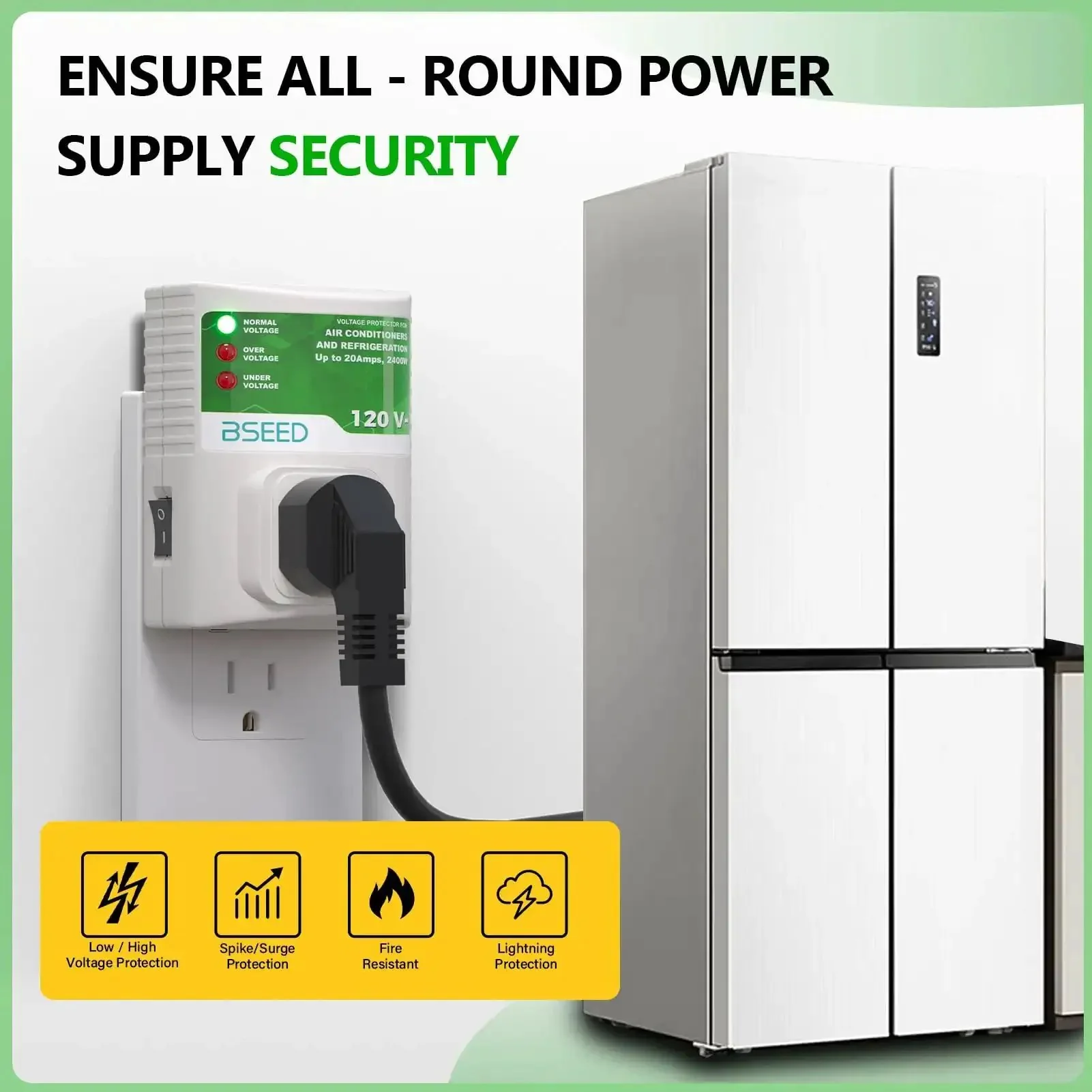 Heavy Duty Surge Protector For Refrigerator And Home Appliances 120V 20A 2400W Plug In Protector For TV PC Washer Freezer With Spike And Brownout Protection And Overload Shield Works Like A Champ - Image 4