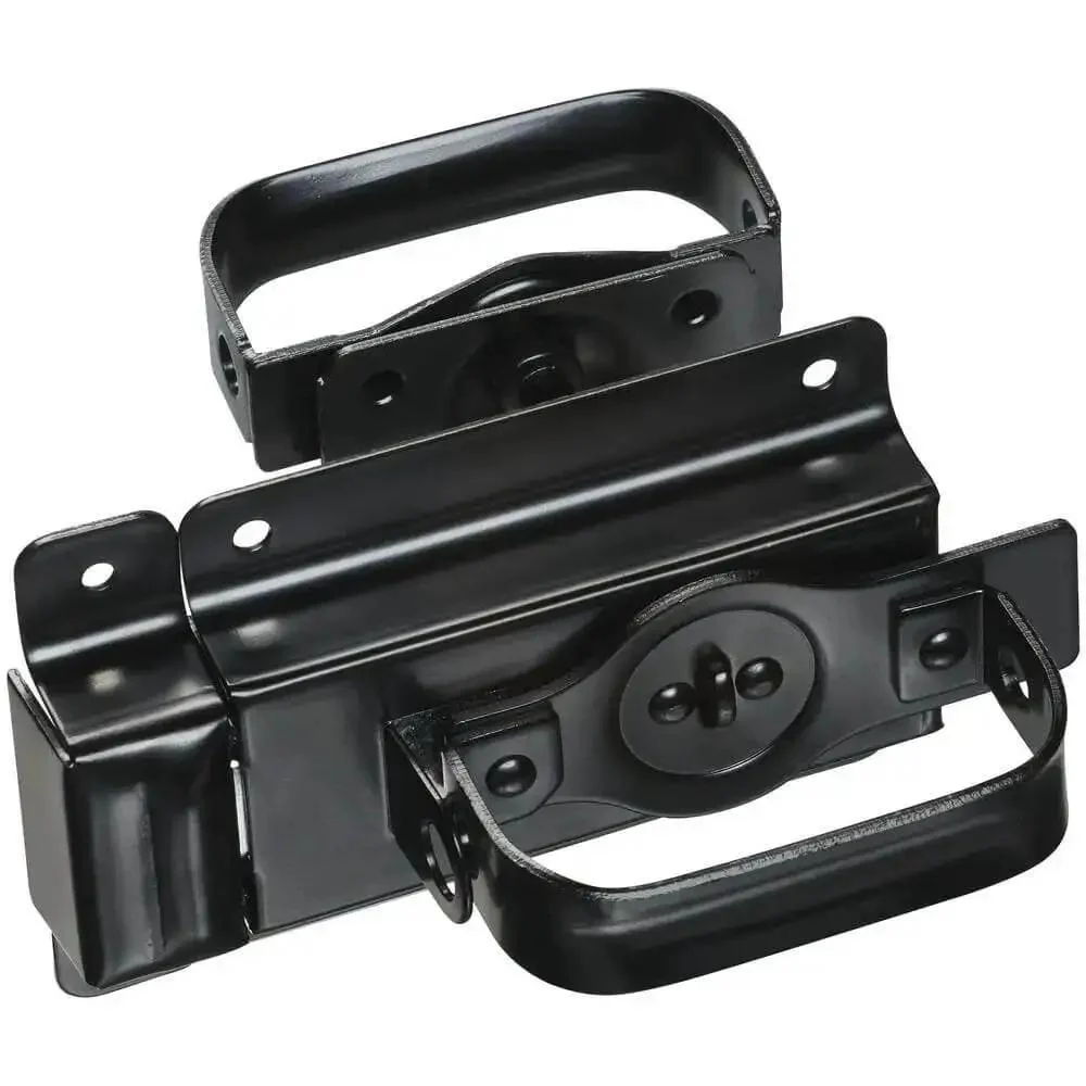 Heavy Duty Swinging Door Latch For Interior And Exterior Use With WeatherGuard Protection In Black Auto Latch And Padlock Ready Right Or Left Handed Easy Latching Bolt And Anti Flatten Handle Durable Security Hardware