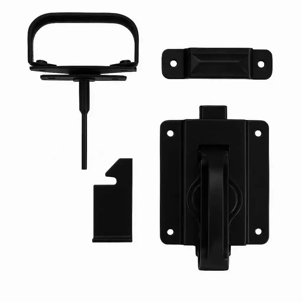 Heavy Duty Swinging Door Latch For Interior And Exterior Use With WeatherGuard Protection In Black Auto Latch And Padlock Ready Right Or Left Handed Easy Latching Bolt And Anti Flatten Handle Durable Security Hardware - Image 7
