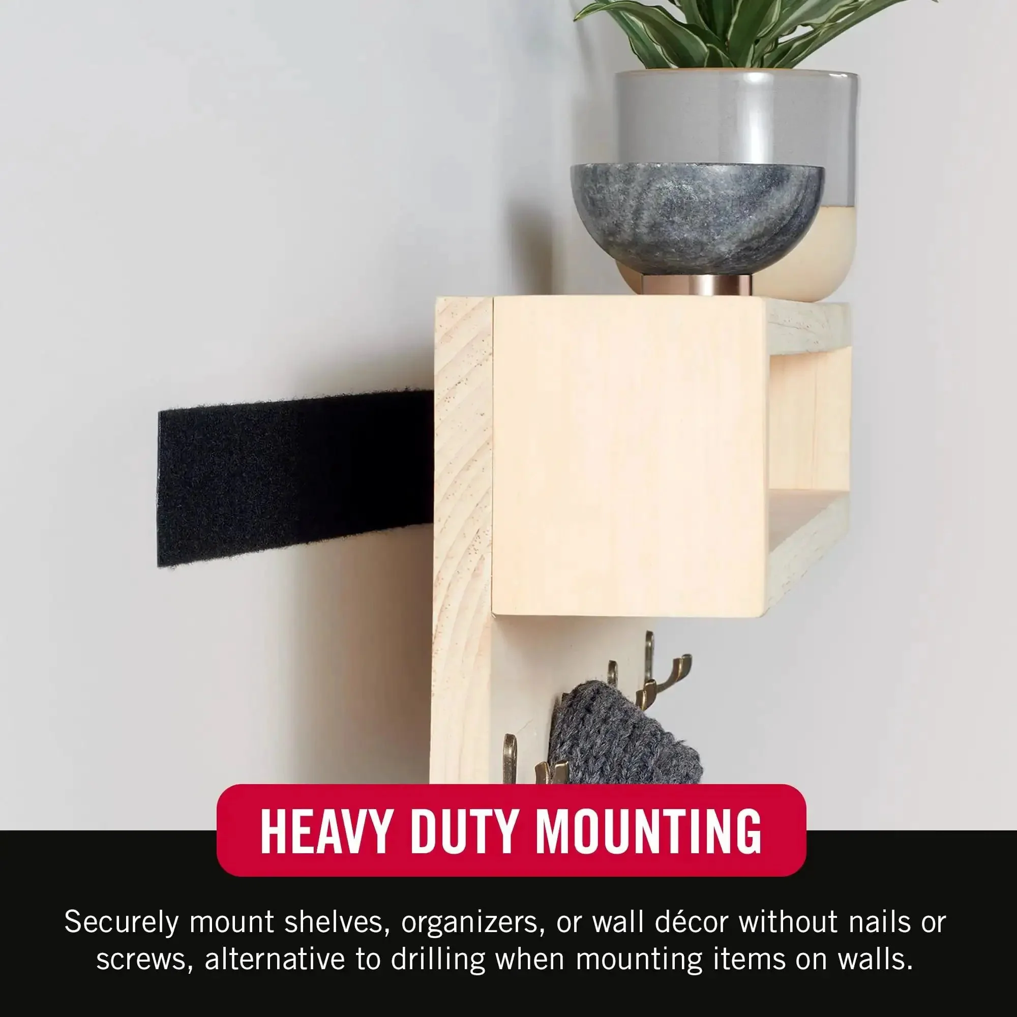 Heavy Duty Tape 12 Foot Roll Holds Up To 10 Lbs With Industrial Strength Adhesive For Indoor Or Outdoor Use No Tools Needed Works On Plastic Glass Metal Painted Wallboard One Half Inch Wide Black - Image 5