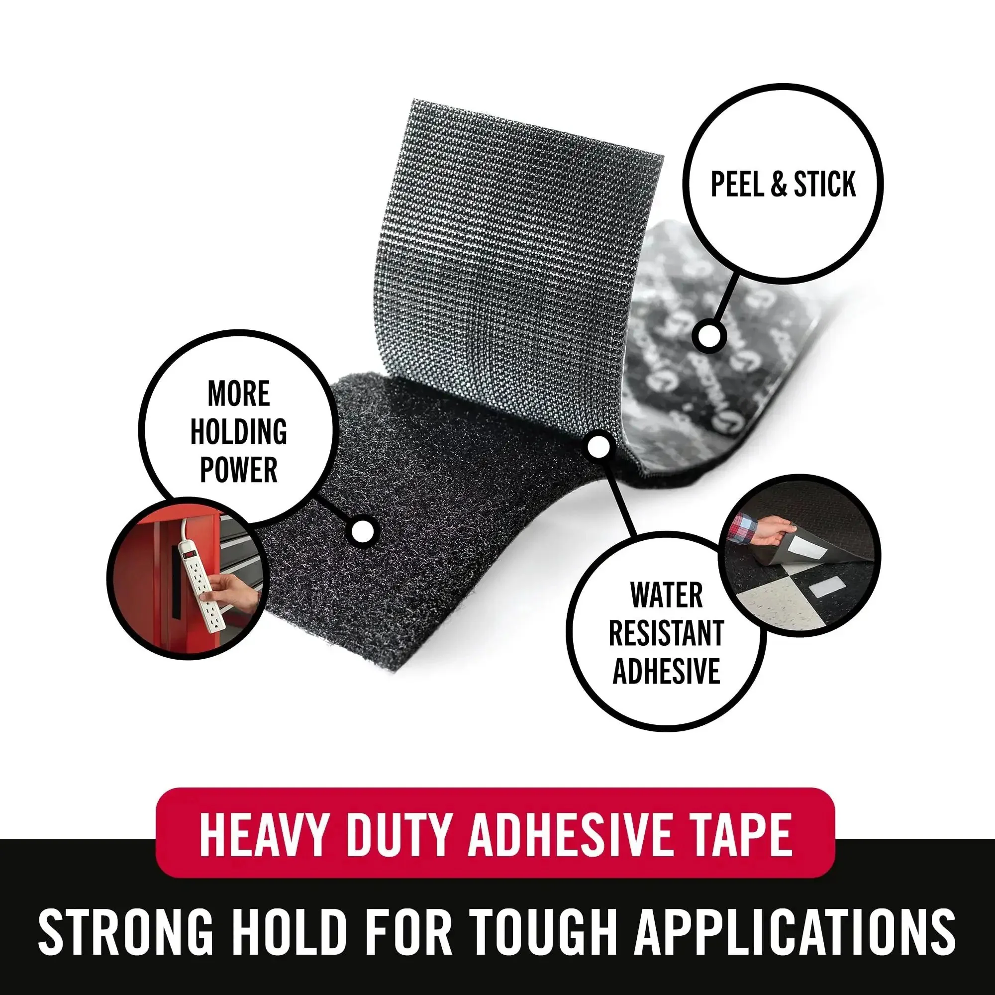 Heavy Duty Tape 12 Foot Roll Holds Up To 10 Lbs With Industrial Strength Adhesive For Indoor Or Outdoor Use No Tools Needed Works On Plastic Glass Metal Painted Wallboard One Half Inch Wide Black - Image 7