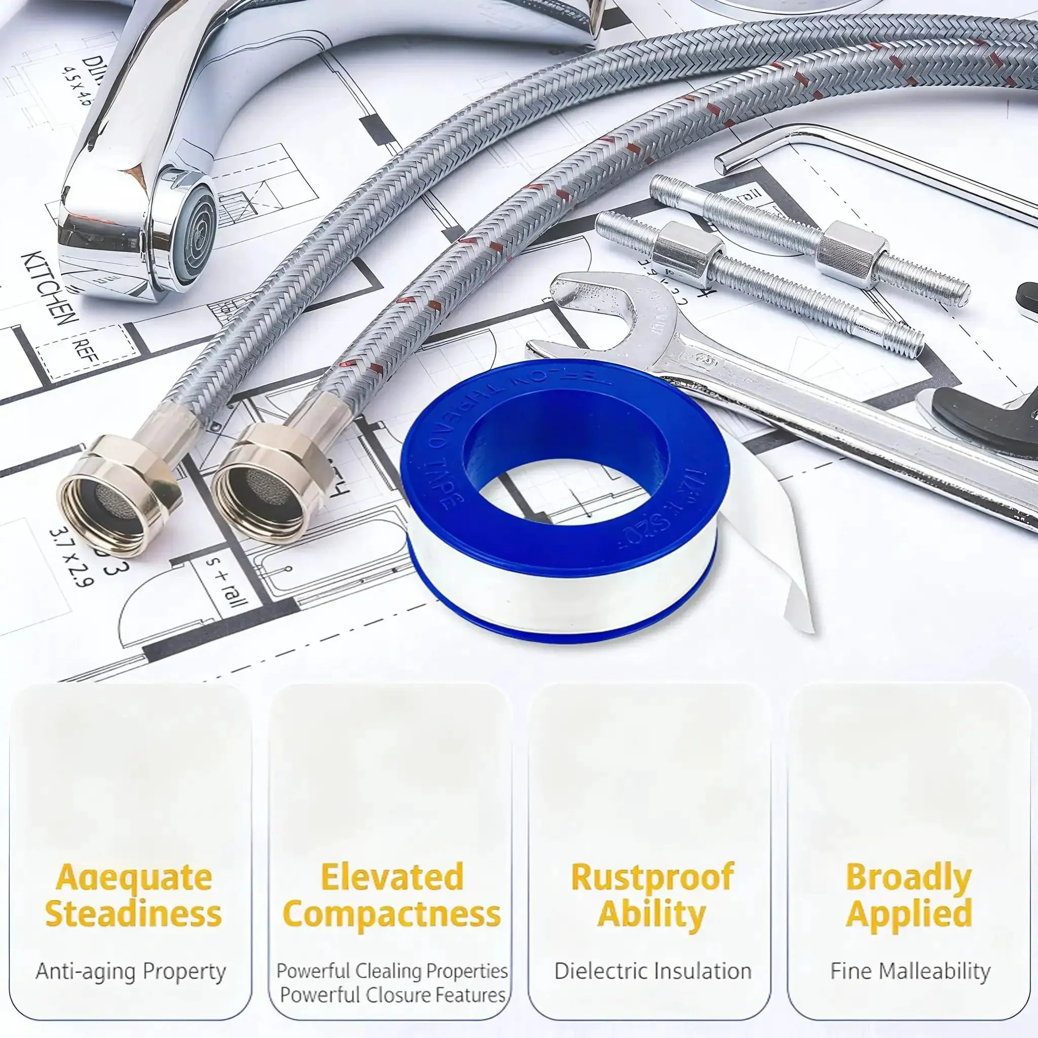 Heavy Duty Teflon Tape For Plumbing Half Inch Wide And 520 Inches Long High Density PTFE Thread Sealant For Shower Heads And Water Pipes Waterproof No Hassle Leak Free Joints Thicker Than Standard Corrosion Resistant - Image 6