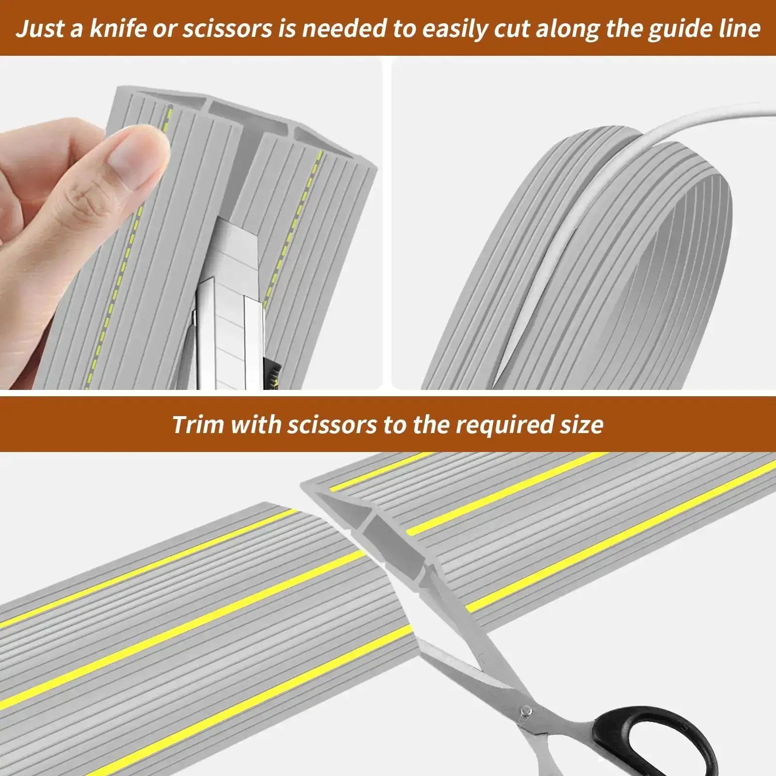 Heavy Duty Ten Foot Floor Cord Cover With 3 Channel PVC Cable Protector For Wires Indoor Outdoor Cord Hider To Keep Cables Tidy And Trip Free In Home Office Gym Garage Workshop Durable Grey - Image 4