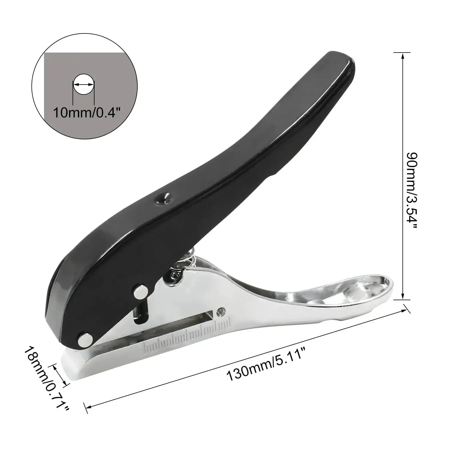 Heavy Duty Three Eighths Inch Hole Punch For IDs And PVC Cards Portable Single Hole Puncher Cardboard And Plastic Card Punch Tool With Adjustable Stopper Durable Zinc Alloy Chrome Plated Construction - Image 4
