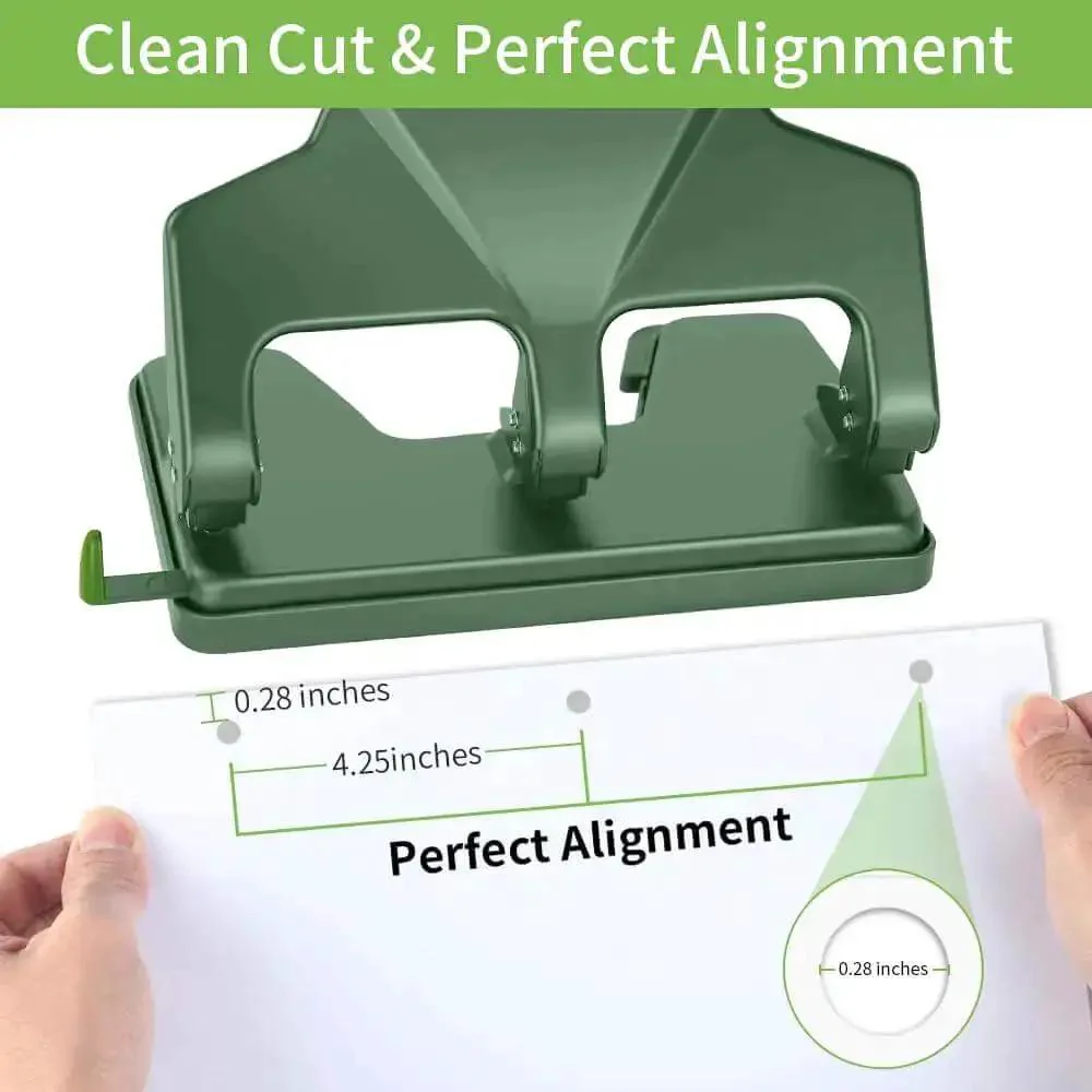 Heavy Duty Three Hole Punch For Binder With Large Chip Tray, 40 Sheet Capacity, Fifty Percent Less Effort Lever, Nine Thirty Second Inch Holes Diameter, Metal Paper Puncher For Home Office School, Durable Steel Office Accessory - Image 6