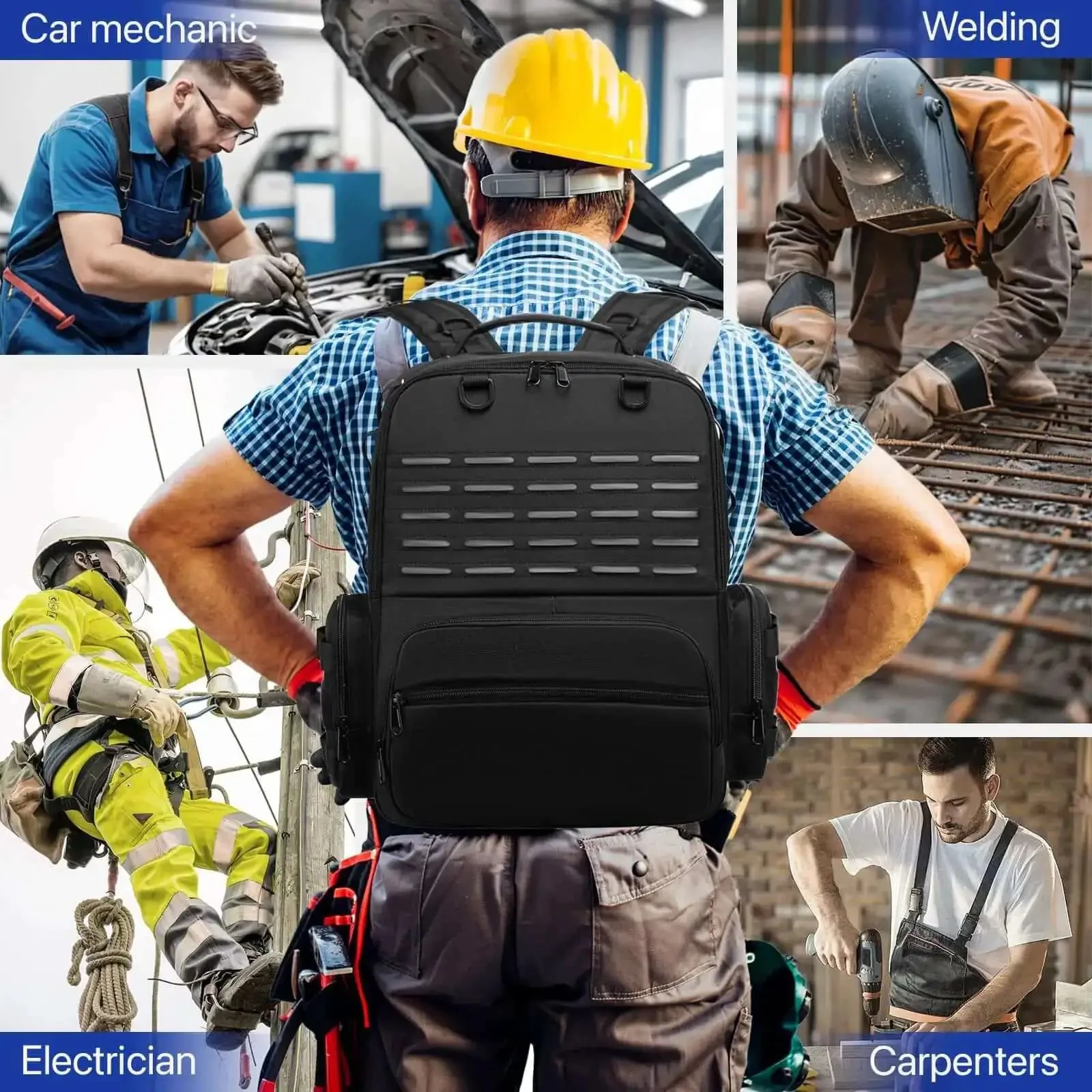 Heavy Duty Tool Backpack With Large Interior And Three Pouches For Electricians HVAC Techs Construction Pros And Handymen Pro Grade Tool Organizer Bag Worksite Ready - Image 2