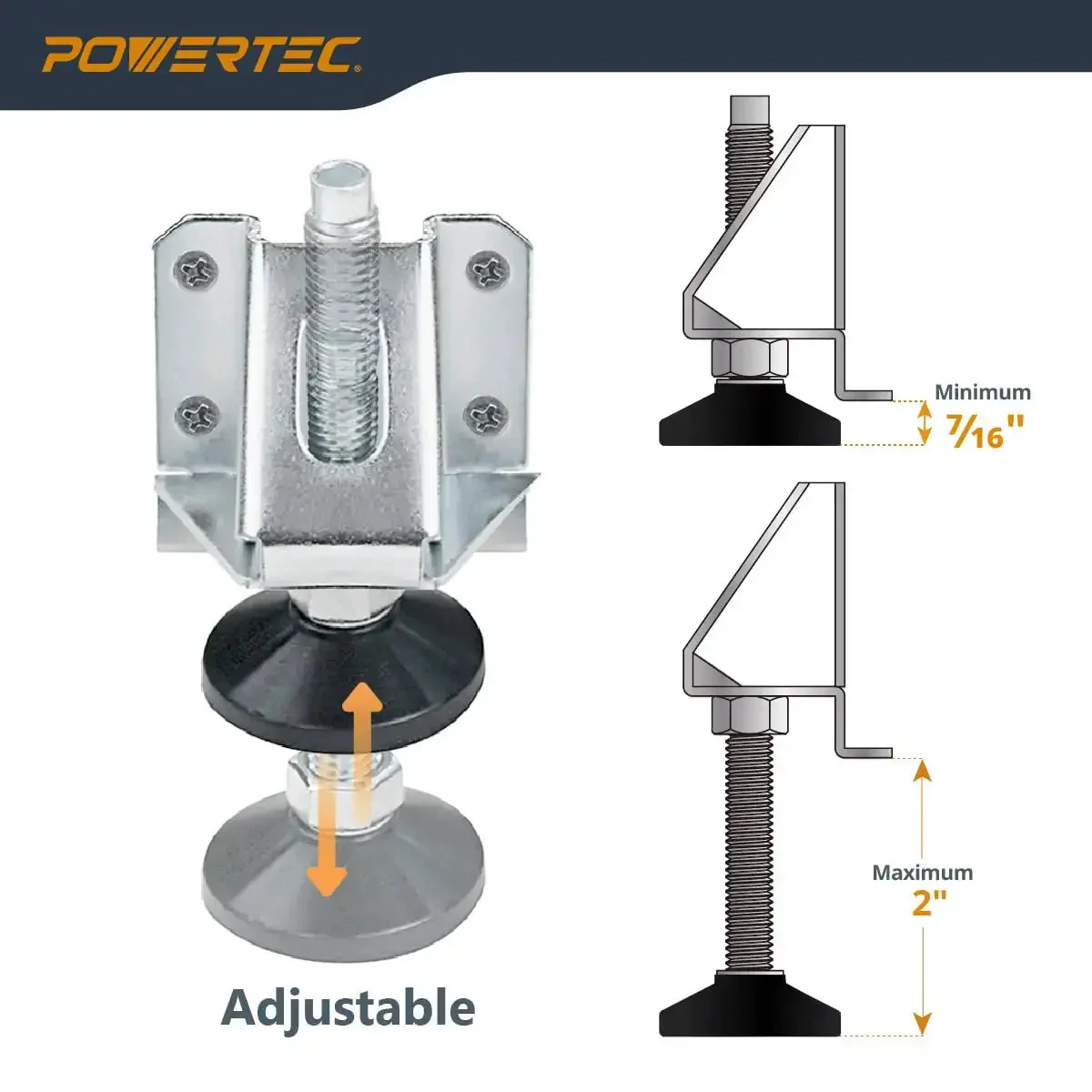 Heavy Duty Tough As Nails Adjustable Furniture Leg Levelers 4 Pack With Nylon Feet Screws And Lock Nuts For Workbenches Cabinets Tables And Shelving Supports Up To 600 Lb Per Set - Image 5