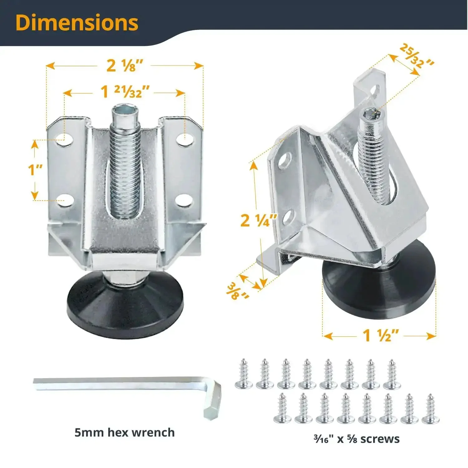 Heavy Duty Tough As Nails Adjustable Furniture Leg Levelers 4 Pack With Nylon Feet Screws And Lock Nuts For Workbenches Cabinets Tables And Shelving Supports Up To 600 Lb Per Set - Image 6