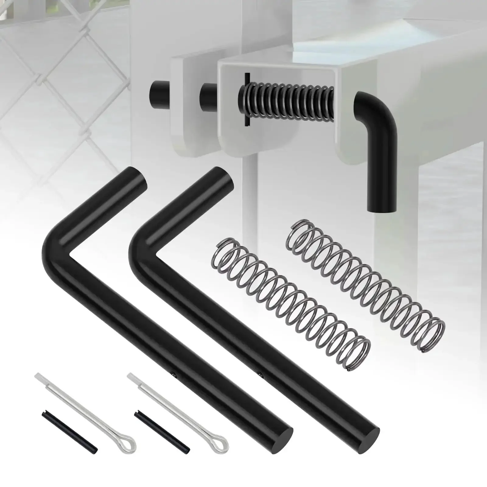 Heavy Duty Trailer Gate Spring Latch Kit With Extra Pins 2 Pack For Carry On And Utility Trailers Includes L Shaped Retainer Pins Springs And Roll Pins Durable Iron Construction For Quick Gate Repair