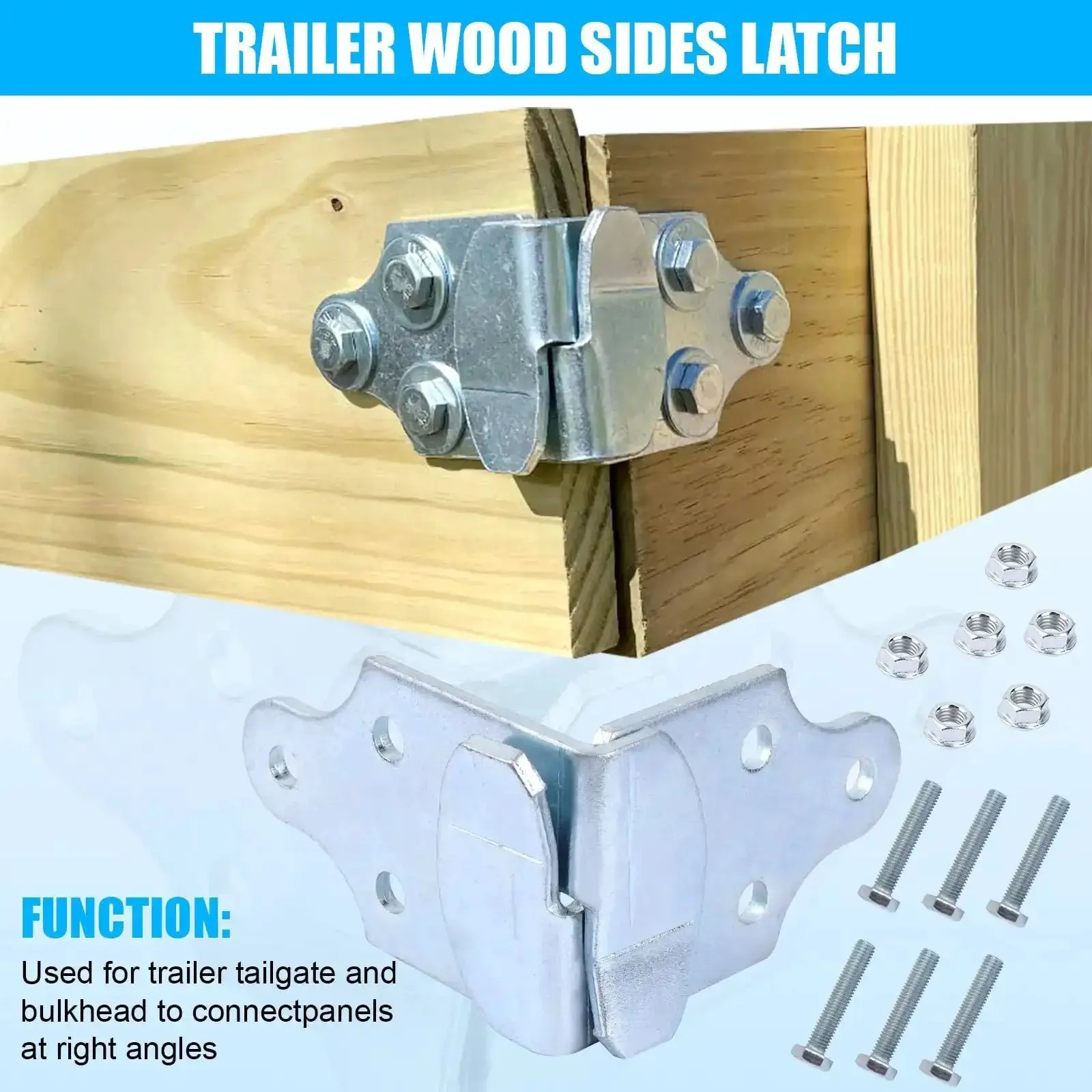 Heavy Duty Trailer Side Rail Corner Connectors For Wood Sides Latch Rack With Screws 2 Sets Four Pieces Easy Install No Cutting Required Galvanized Steel - Image 5