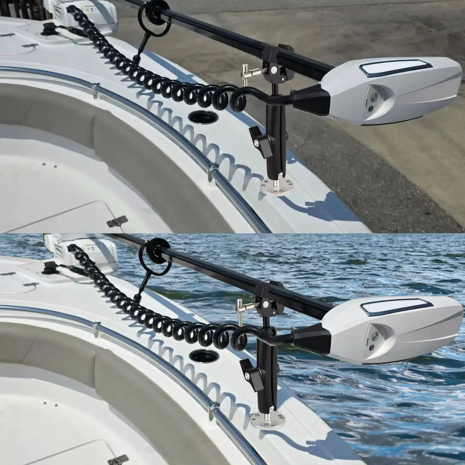 Heavy Duty Trolling Motor Stabilizer Mount For 2-Inch Bar Fits Terrova Riptide Terrova Ulterra PowerDrive Reduces Vibration And Bounce With Rock Solid Silicone Cap Clamp 360 Degree Adjustable For Steady Trailering - Image 2