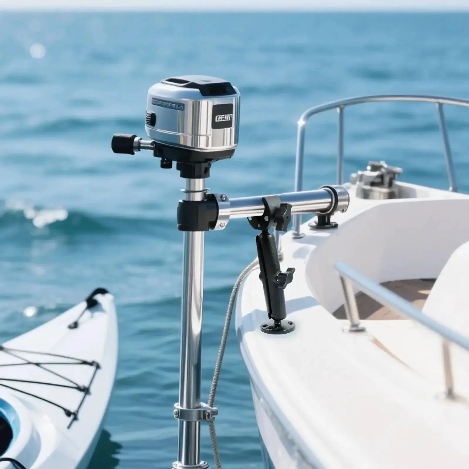 Heavy Duty Trolling Motor Stabilizer Mount For Terrova Riptide Terrova Ulterra PowerDrive Built Tough 360 Degree Anti Vibration Shaft Clamp Keeps Your Motor Secure And Smooth On Rough Water And Trailering - Image 2