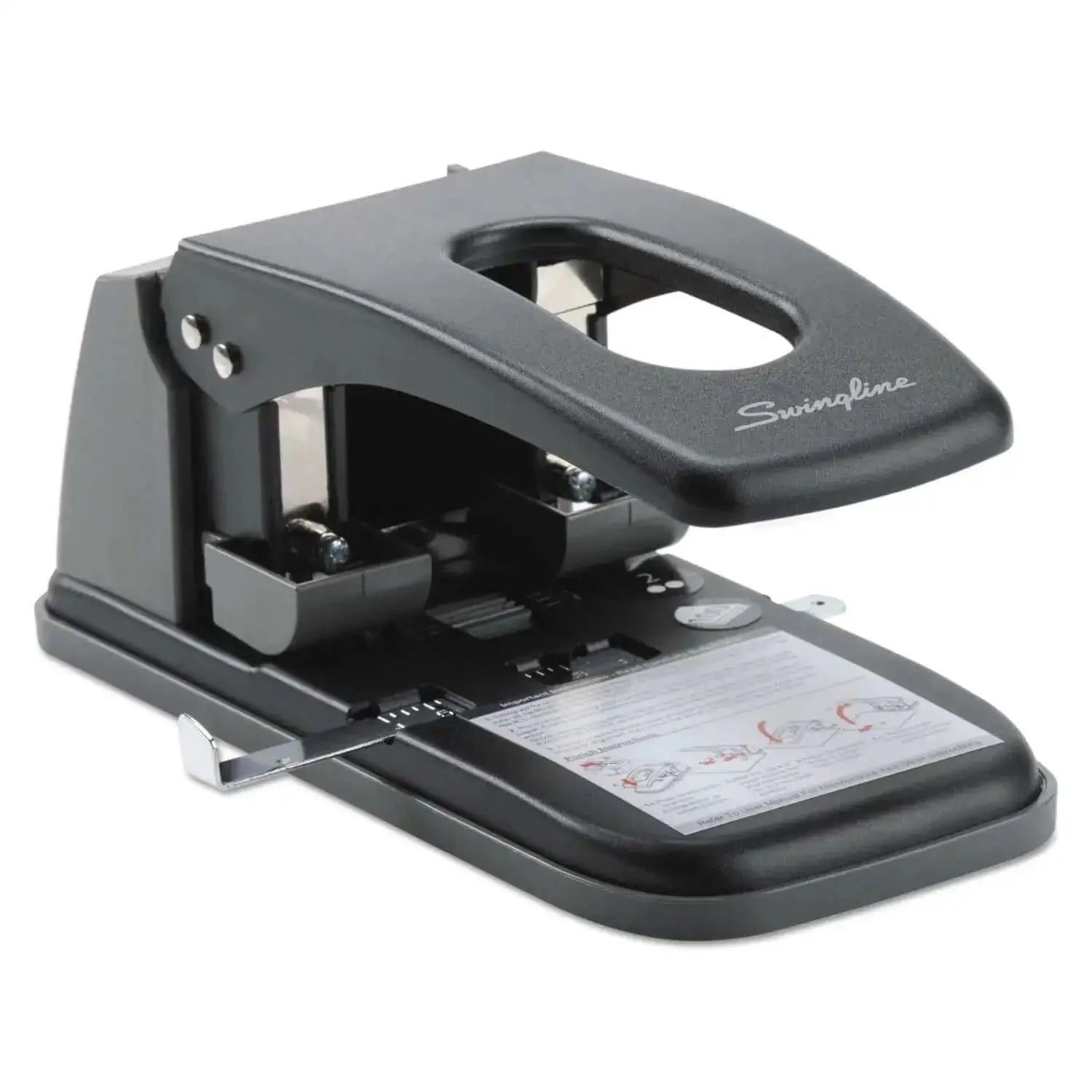 Heavy Duty Two Hole Punch With High Capacity For 100 Sheets Built Tough Metal Construction Wide Handle For Easy Storage Lock In Closed Position Black Finish Ideal For Busy Offices - Image 6