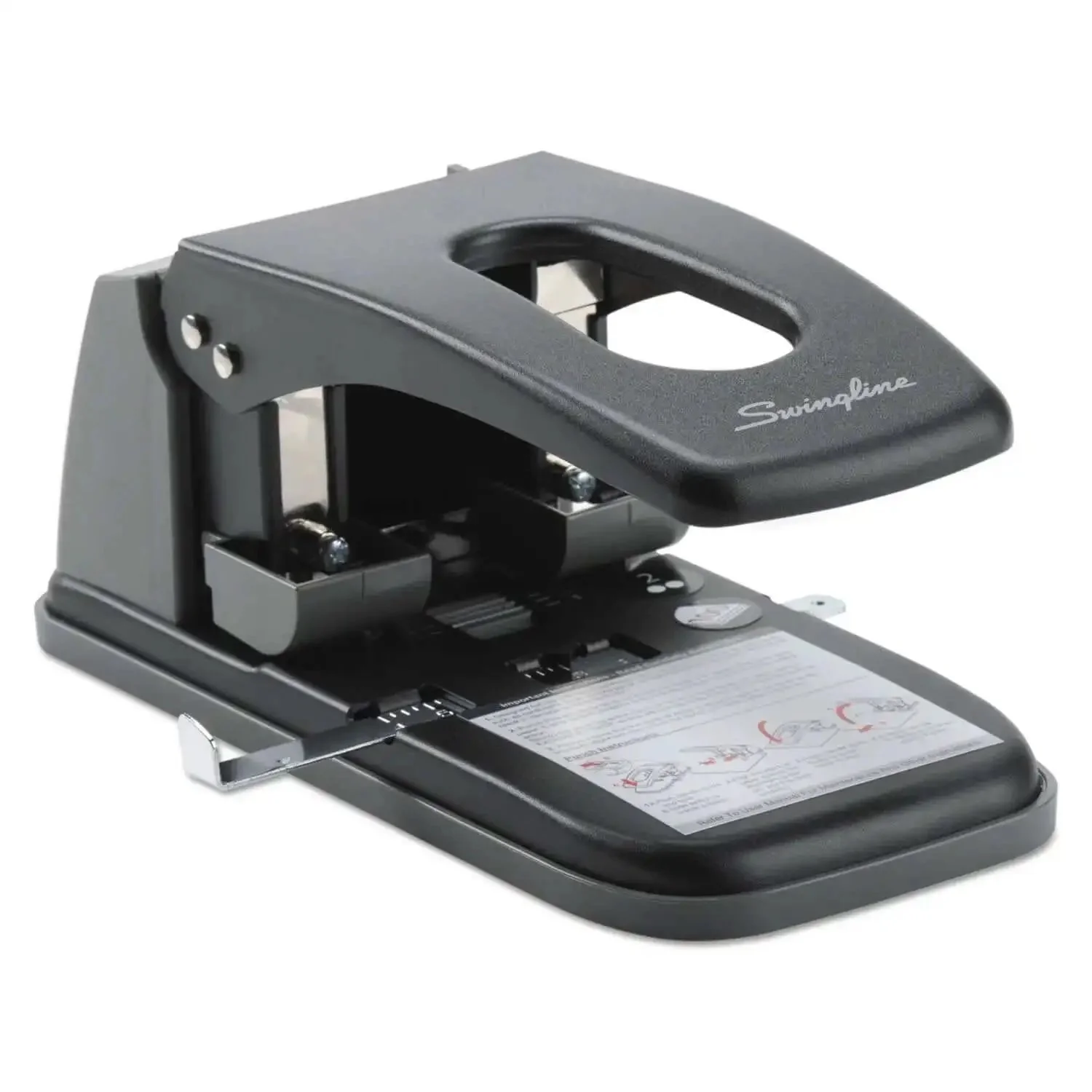 Heavy Duty Two Hole Punch With High Capacity For 100 Sheets Built Tough Metal Construction Wide Handle For Easy Storage Lock In Closed Position Black Finish Ideal For Busy Offices - Image 7