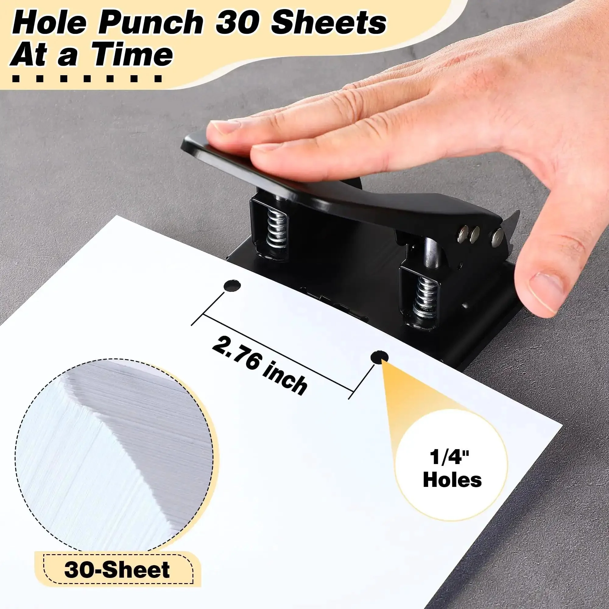 Heavy Duty Two Hole Punch Workhorse With 50 Prong Fasteners Padded Grip Handle 30 Sheet Capacity Paper Fastener Combo For File Folders Easy Punching Metal Prongs For Quick Document Filing - Image 6