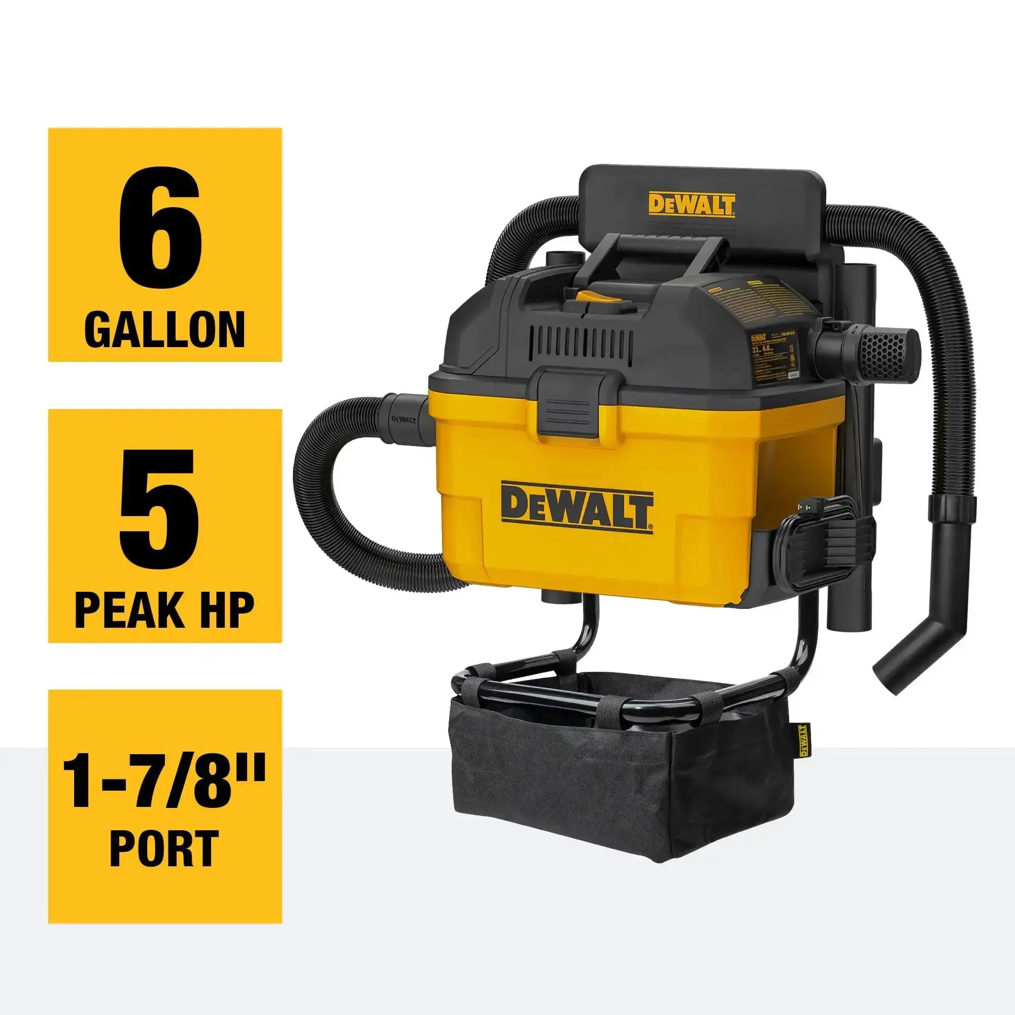 Heavy-Duty Wall-Mount Wet-Dry Vacuum For Garage And Shop, 6 Gallon Capacity, 5 Peak HP Motor, DXV06G Beast Mode Suction, Easy Install, Pro-Grade Cleanup For Messy Jobs - Image 9