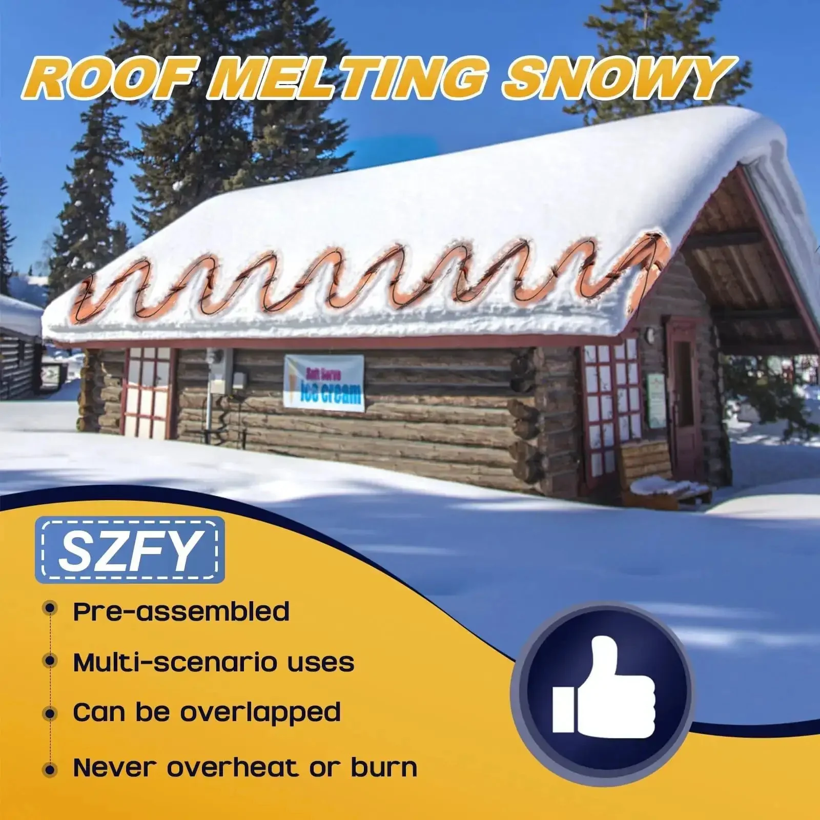 Heavy Duty Water Pipe Heat Tape for Freeze Protection, Roof and Gutter Deicing Cable, 3 to 200 Feet, -40F Ready Heating Wire, 120V 5W Per Foot, Great For Pipes Hoses Plumbing Fixtures Barns Farms Outdoor Winter Heating - Image 4