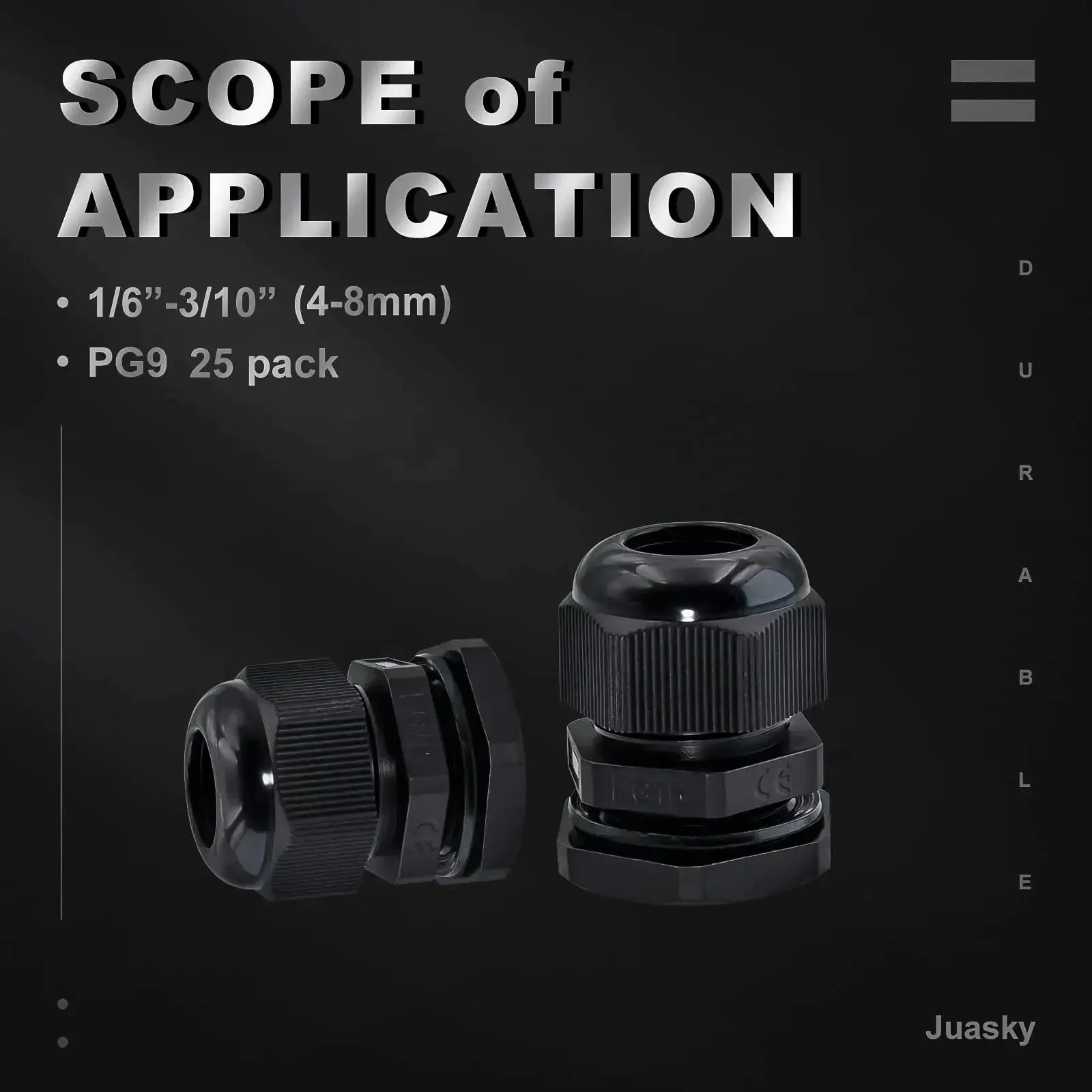 Heavy Duty Waterproof Adjustable Cable Gland Set 1/2 To 5/8 Inch 12-16mm PG19 Nylon Plastic Cable Glands Joints With Gaskets For Rugged Wire Protection In Outdoor Electrical Boxes - Image 7