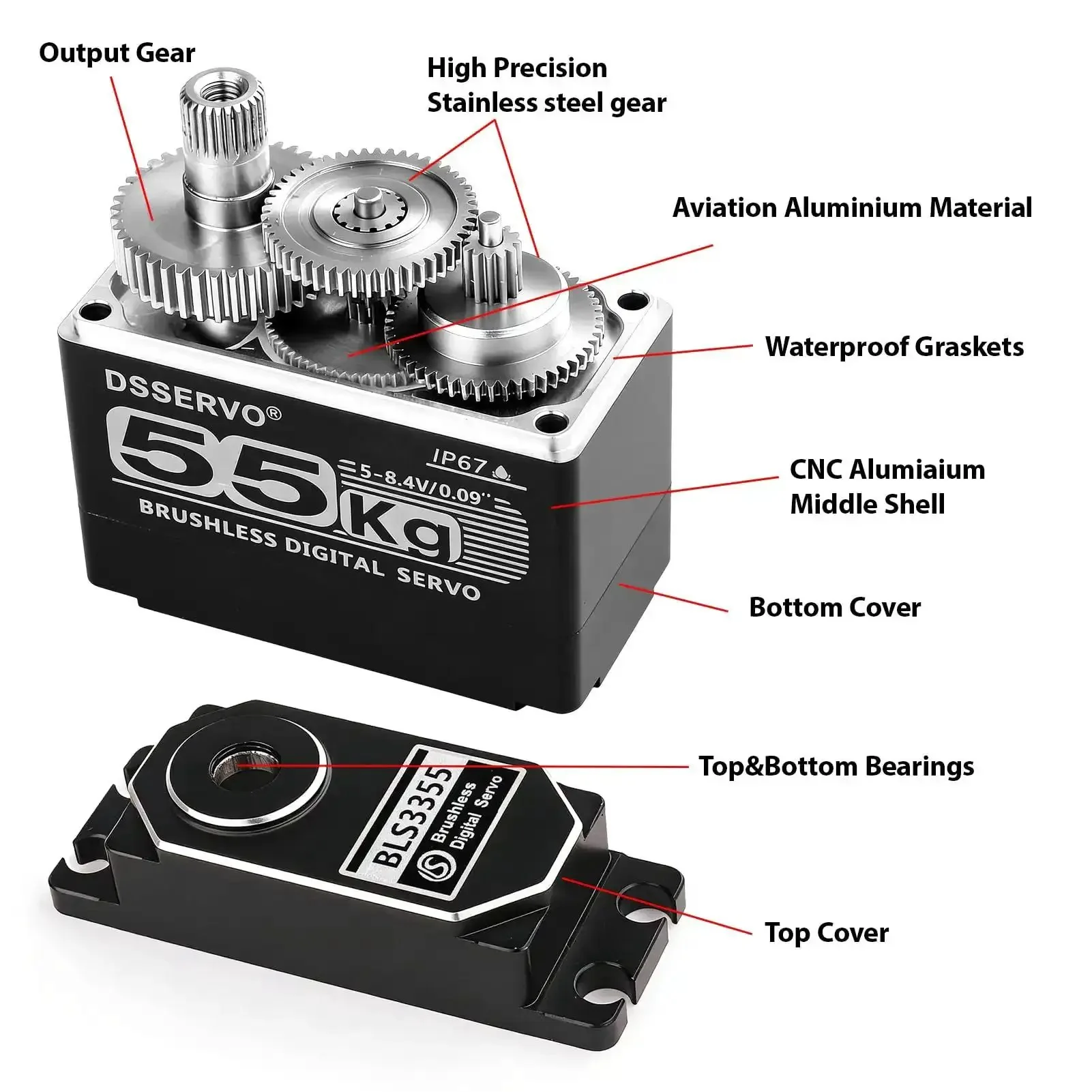 Heavy Duty Waterproof Brushless Servo With Full Metal Gears For 1 8 1 10 1 12 RC Cars High Torque Digital Servo Shockproof With Efficient Heat Dissipation And Lightning Fast 60 Degree Turn In Under A Tenth Of A Second 61 Kg Cm Torque At Eight Point Four - Image 9