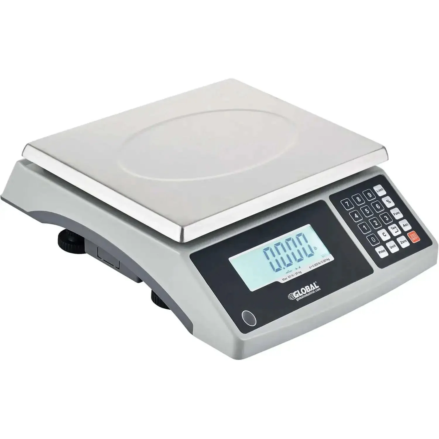 Heavy Duty Weight Counting Scale With LCD Display 60 Lb Capacity 0.002 Lb Readability Industrial Counting Scale With RS 232 Eleven And Five Eighths Inch By Thirteen And One Half Inch Platform Fast Accurate Box And Part Counting