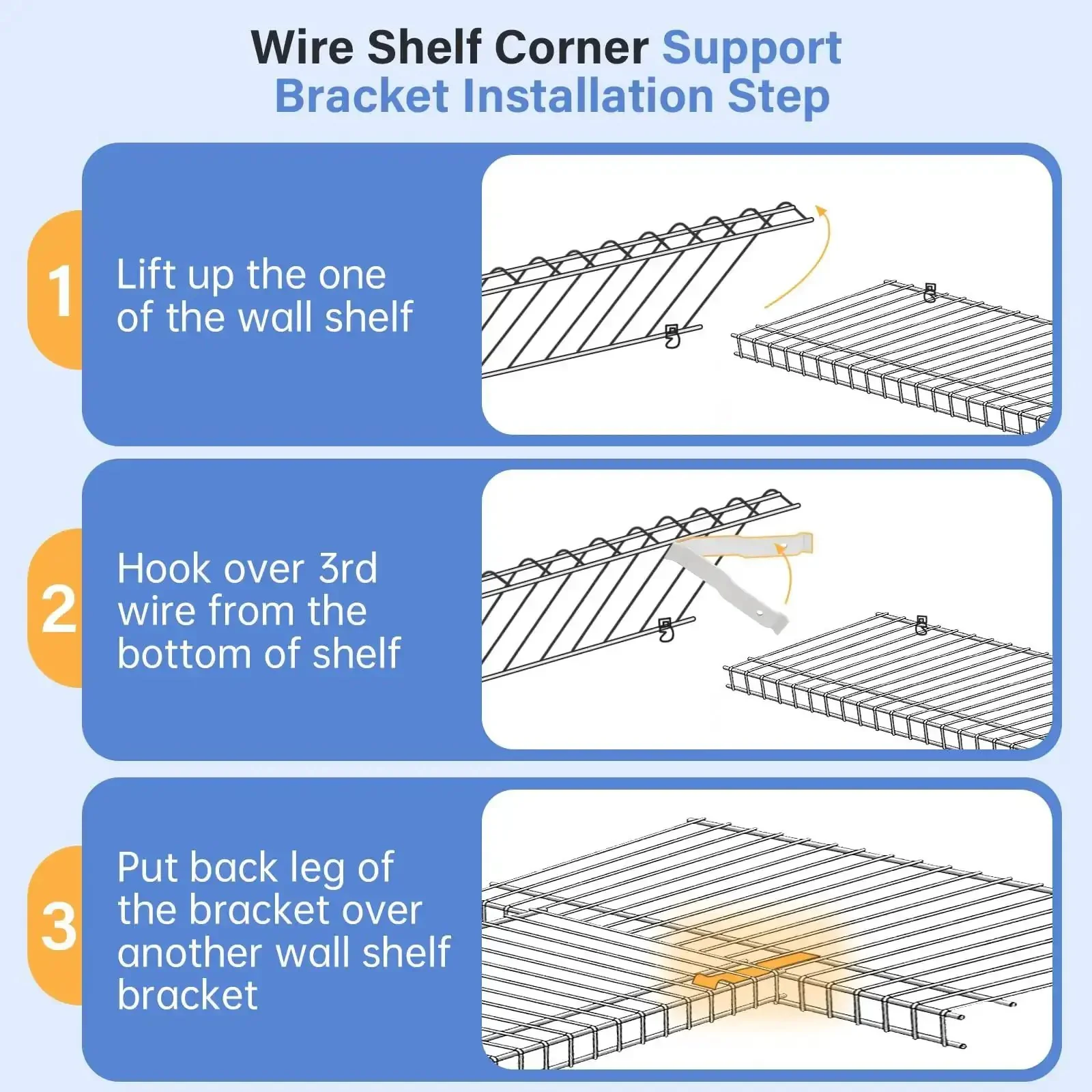 Heavy Duty White Wire Shelf Corner Brackets Replacement For Adjustable Ventilated Wire Shelving Corner Support For Easy Closet Organization 2 Pack For Home Use - Image 5