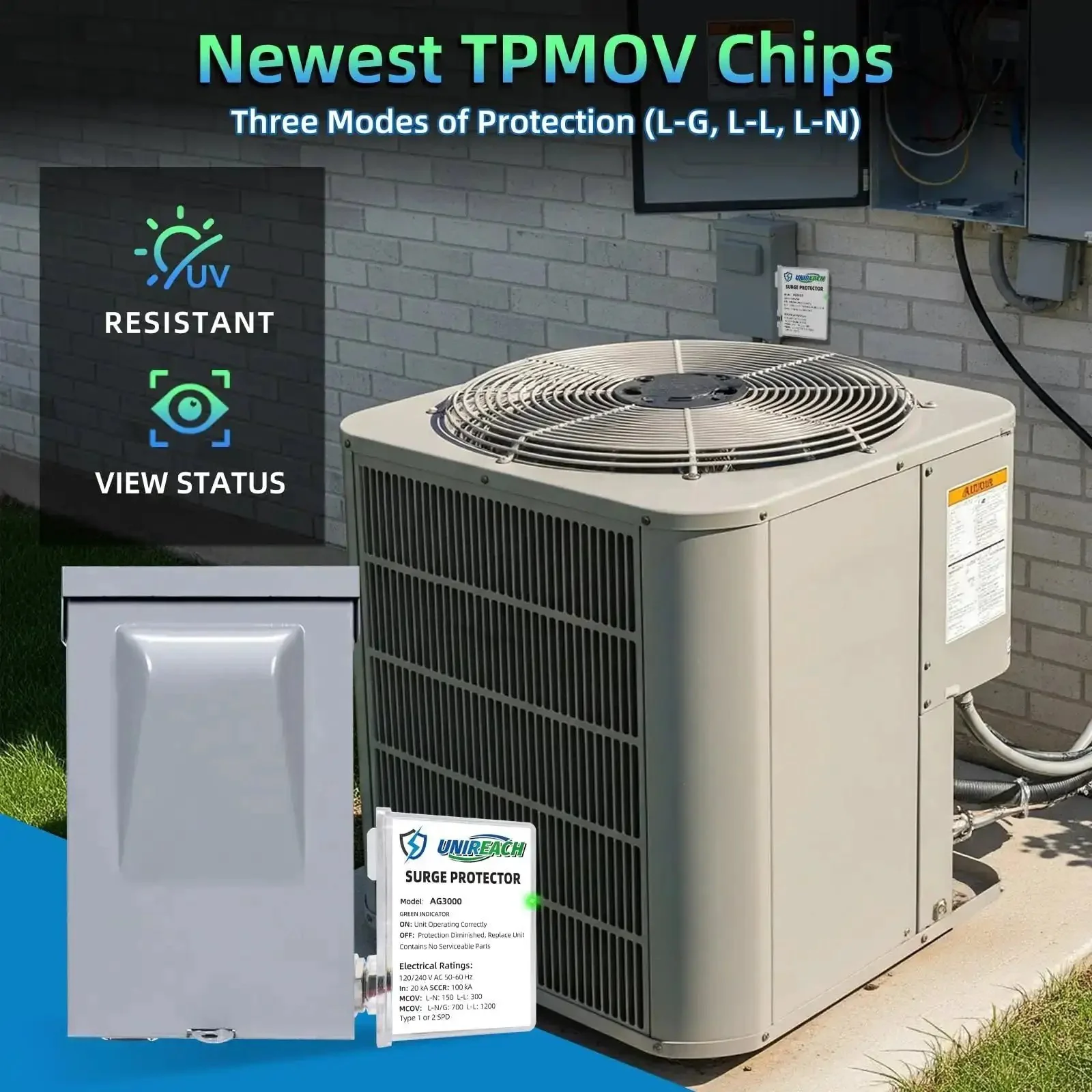 Heavy Duty Whole House HVAC Surge Protector 120/240V With TPMOV Technology Watertight Enclosure 5 Year Warranty Protects Mini Splits ACs Furnaces Water Heaters Refrigerators From Power Surges - Image 3
