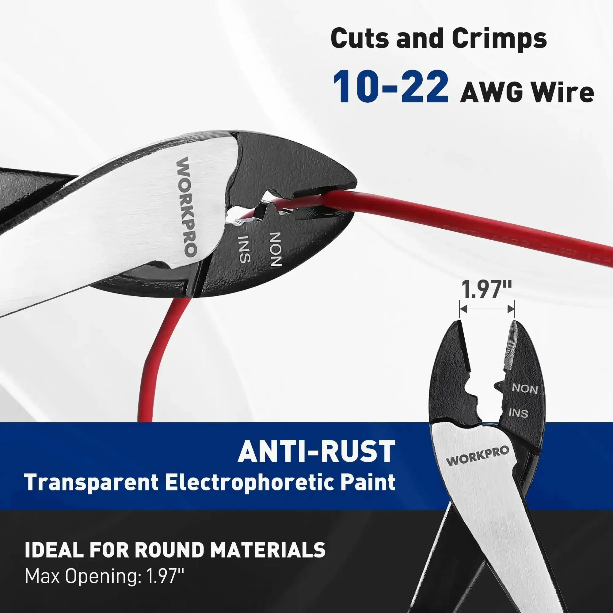 Heavy Duty Wire Cutter Crimper Tool For 10 To 22 AWG Terminals And Connectors Insulated And Non Insulated Built Tough For Pros And DIY Gripping Nose For Pulling Holding Twisting And Bending Wires - Image 6