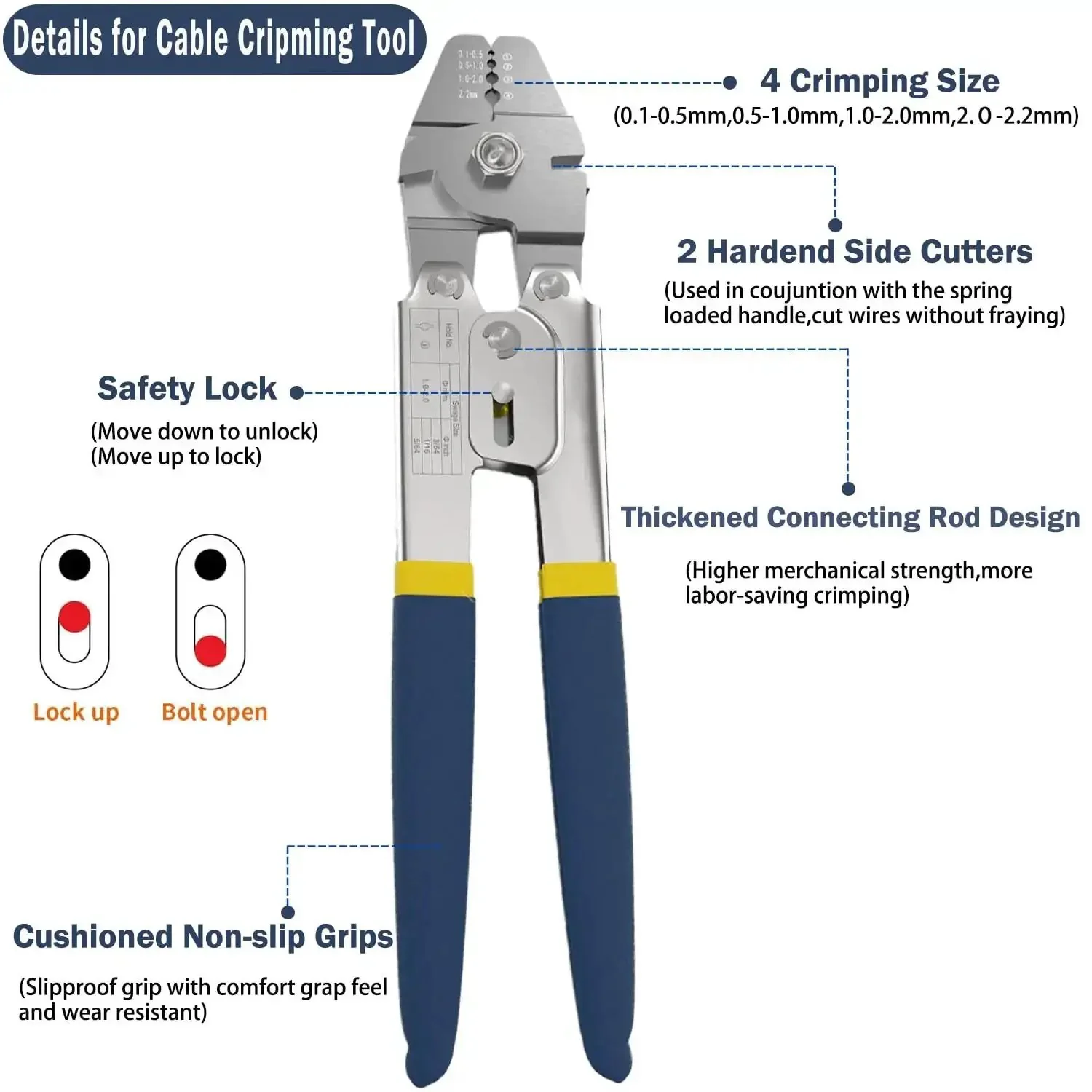 Heavy Duty Wire Rope Crimping Tool Kit With 100 Ft One Sixteenth Inch Stainless Steel Cable, 100 Aluminum Crimping Loop Sleeves, 10 Stainless Steel Wire Rope Thimbles And Crimping Pliers - Image 8
