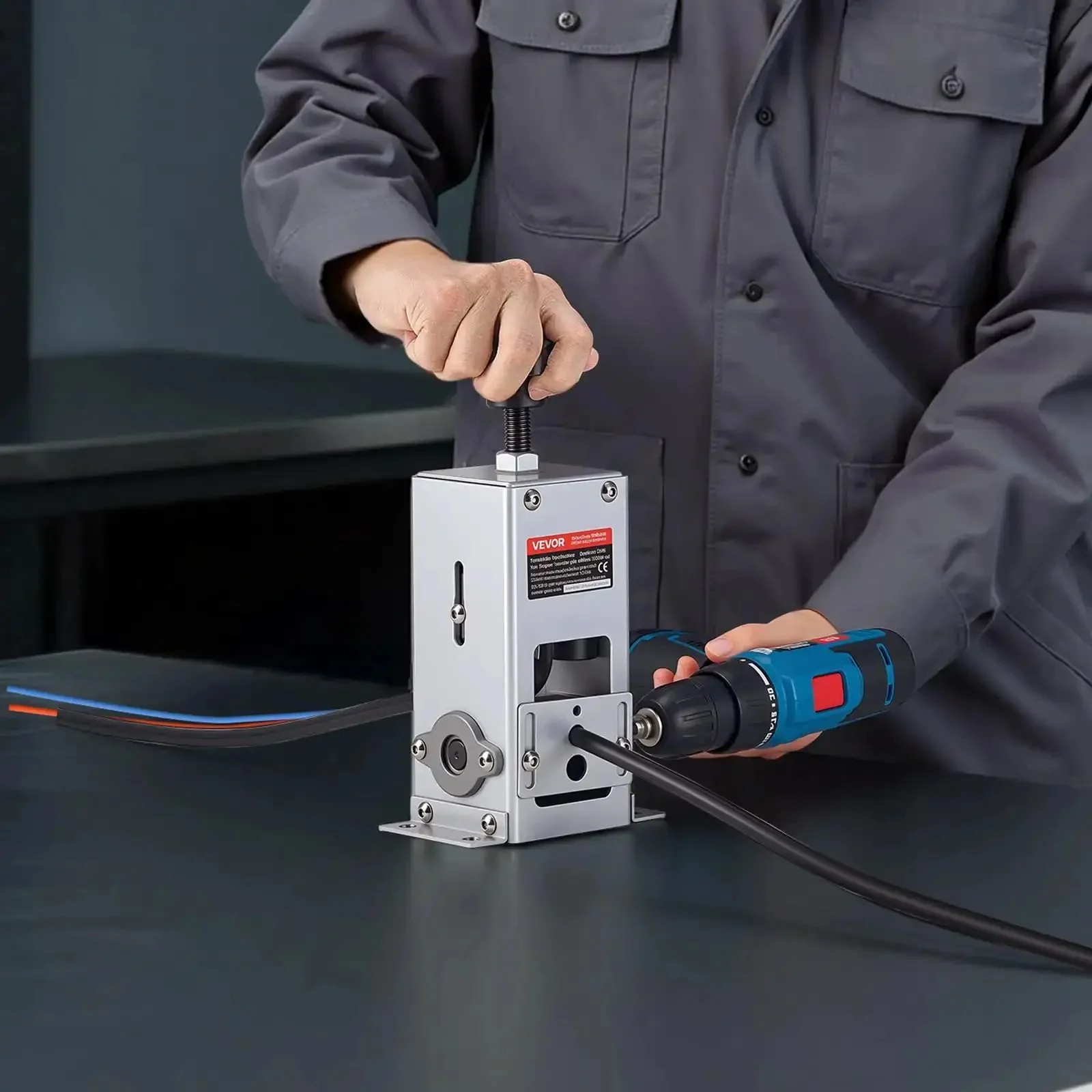 Heavy Duty Wire Stripper Machine With Hand Crank Or Drill Powered Modes, Strips Copper Cable From 0.06 To 1.18 Inches, Q235 Frame, Easy To Use For Scrap Copper Recycling, Ideal For DIY Garage And Small Workshop - Image 3