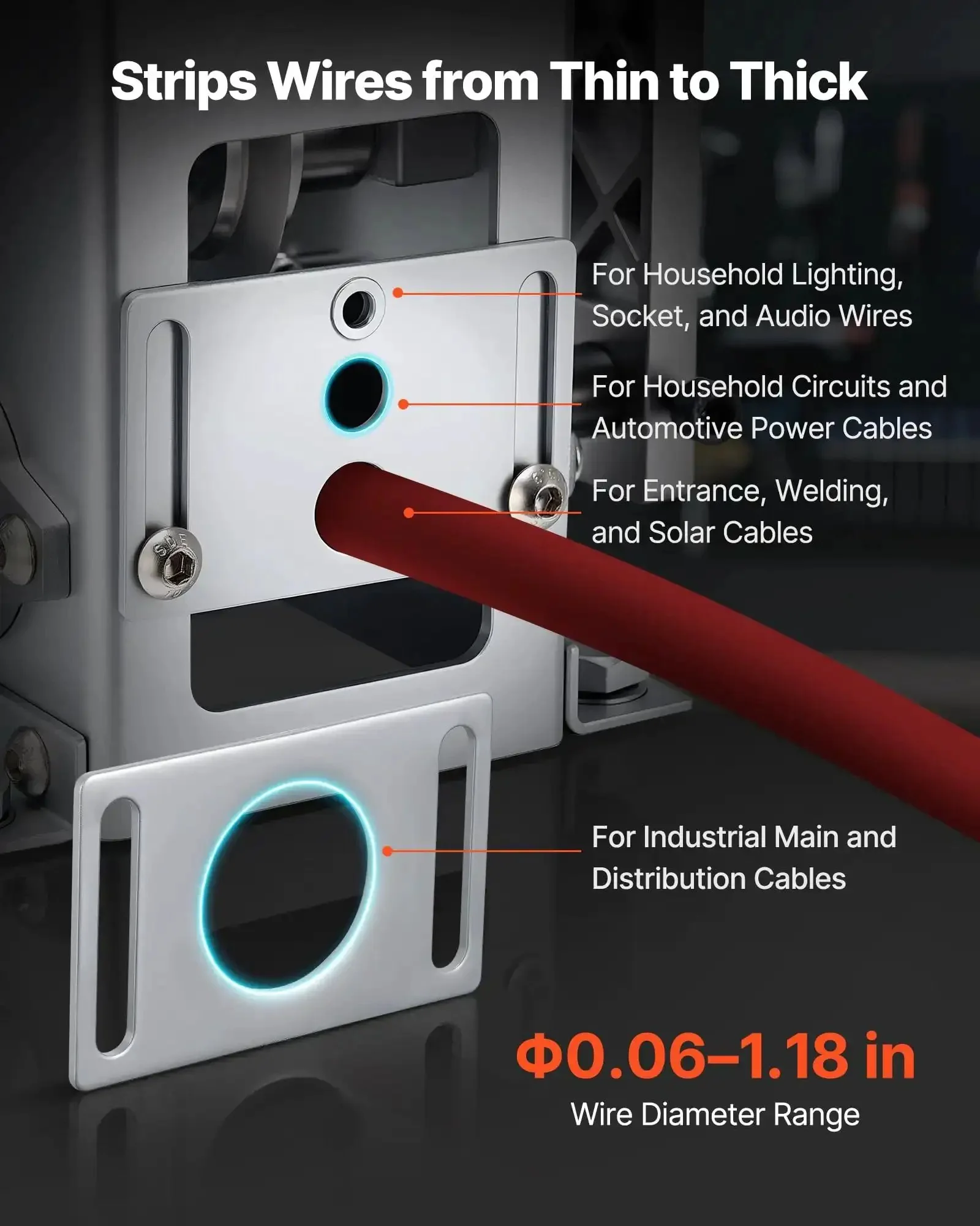 Heavy Duty Wire Stripper Machine With Hand Crank Or Drill Powered Modes, Strips Copper Cable From 0.06 To 1.18 Inches, Q235 Frame, Easy To Use For Scrap Copper Recycling, Ideal For DIY Garage And Small Workshop - Image 9