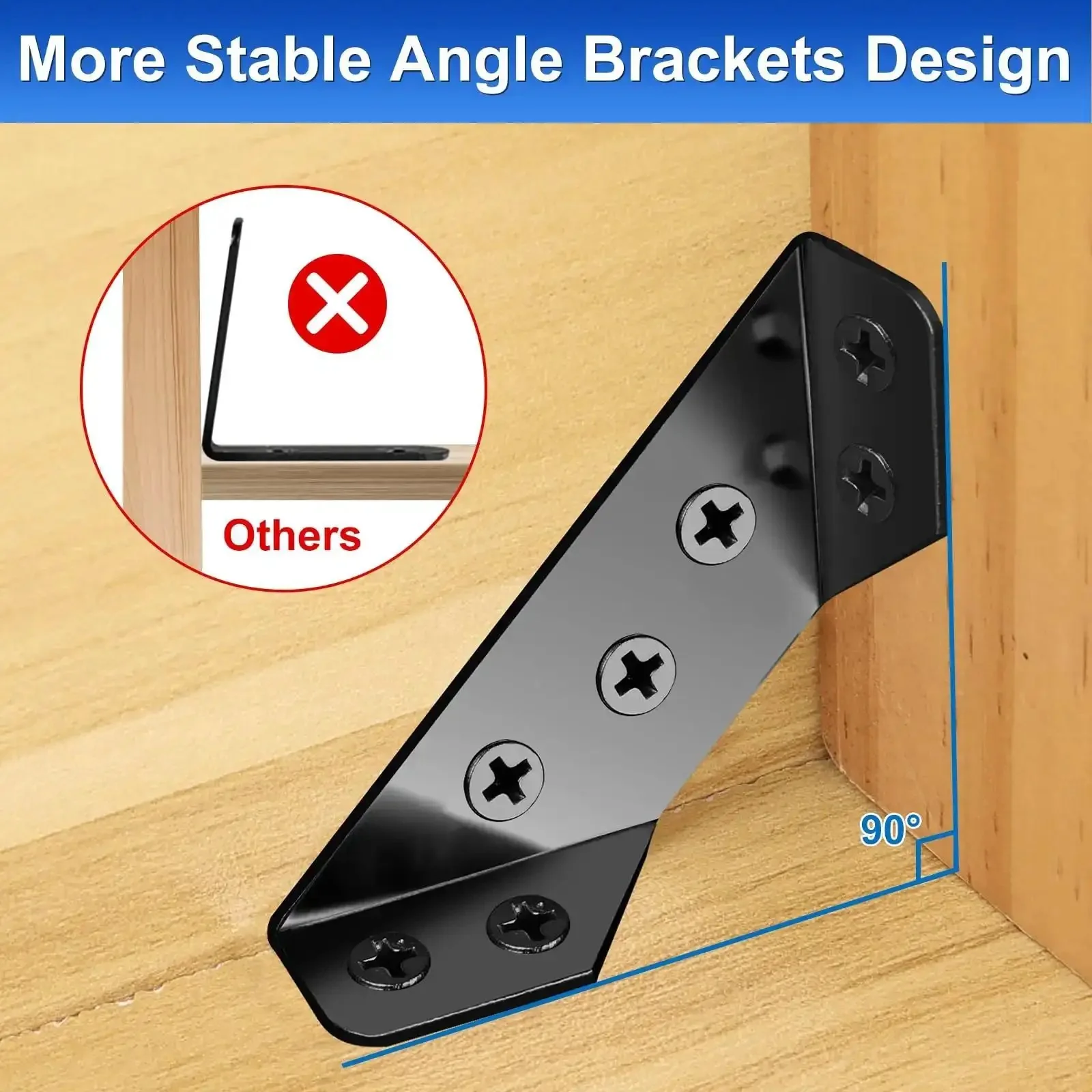 Heavy Duty Wood Corner Brackets With 150 Screws 25 Piece Set Beefy Black Metal Shelf Connectors For Wood Furniture Universal Size Sturdy Angle Braces For Secure Mounting And Long Lasting Shelves - Image 6