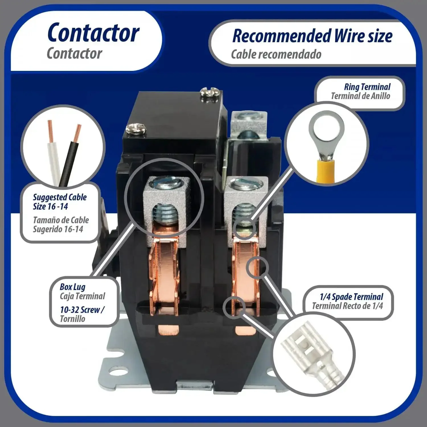 Heavy Duty Workhorse 1 Pole Shunt Contactor With 24V Coil 40 Amp Replacement For HVAC Compressors Air Conditioners Refrigeration And Water Pumps UL Listed - Image 3