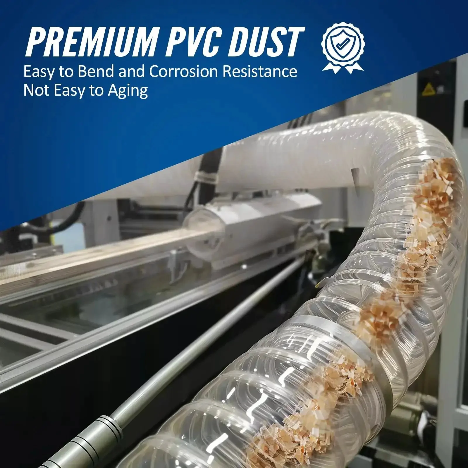 Heavy PVC 4 Inch By 50 Foot Clear Dust Collection Hose With Flexible Debris And Fume Flow, Stainless Steel Clamps, Compatible With Dust Collectors And Shop Vac Ports, Ideal For Home Workshop Cleanup - Image 2