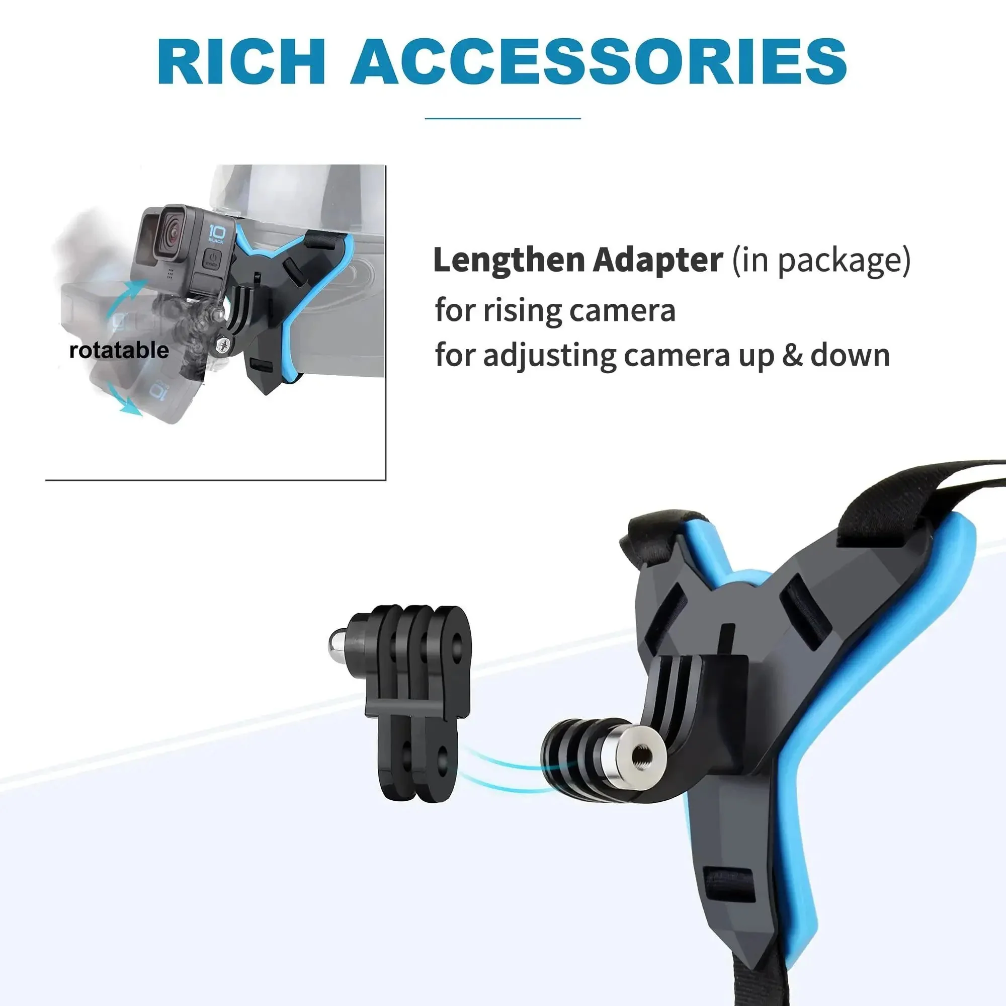 Helmet Mount With Windshield For GoPro Hero 9 10 11 12 13 On Motorcycle Helmets Chin Strap Mount For High Speed Racing Skiing And Ridin Outdoor Action - Image 5