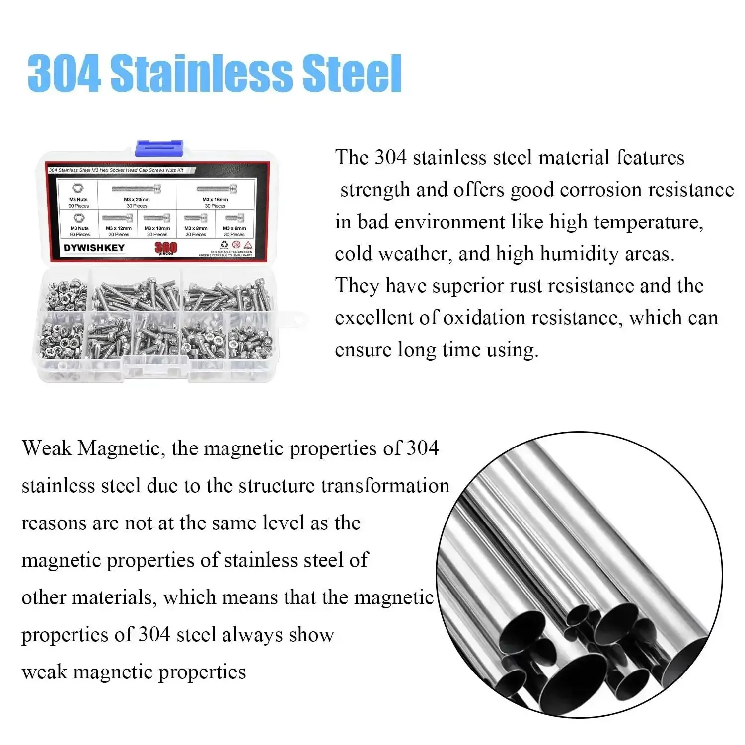 Hex Socket Head Cap Bolts And Nuts Kit Stainless Steel 304 M3 Set In 6 8 10 12 16 20 mm Lengths 360 Pieces Grab And Go DIY Hardware For Gadgets Projects Robotics - Image 3
