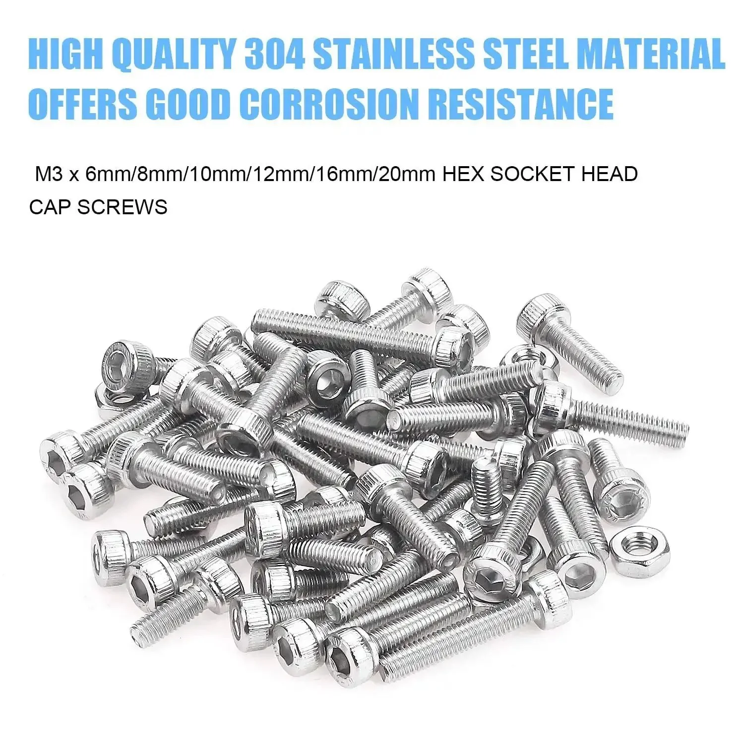 Hex Socket Head Cap Bolts And Nuts Kit Stainless Steel 304 M3 Set In 6 8 10 12 16 20 mm Lengths 360 Pieces Grab And Go DIY Hardware For Gadgets Projects Robotics - Image 7