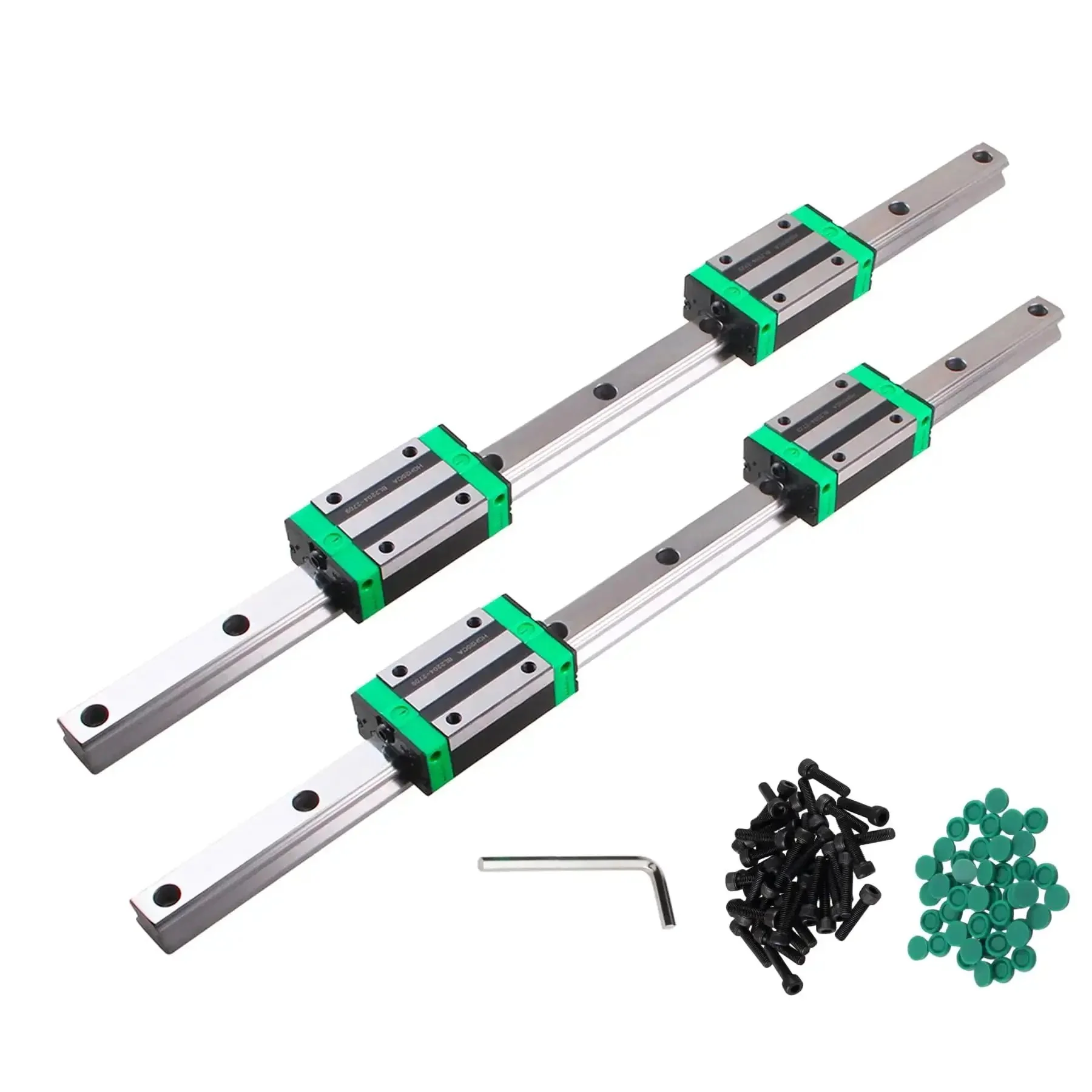 HGR20 1000mm Linear Guide Rail Set With Four HGH20CA Carriage Blocks For CNC Routers Beefy Heavy Duty High Rigidity Smooth Low Noise Chrome Plated Bearings Steel Precise Linear Motion