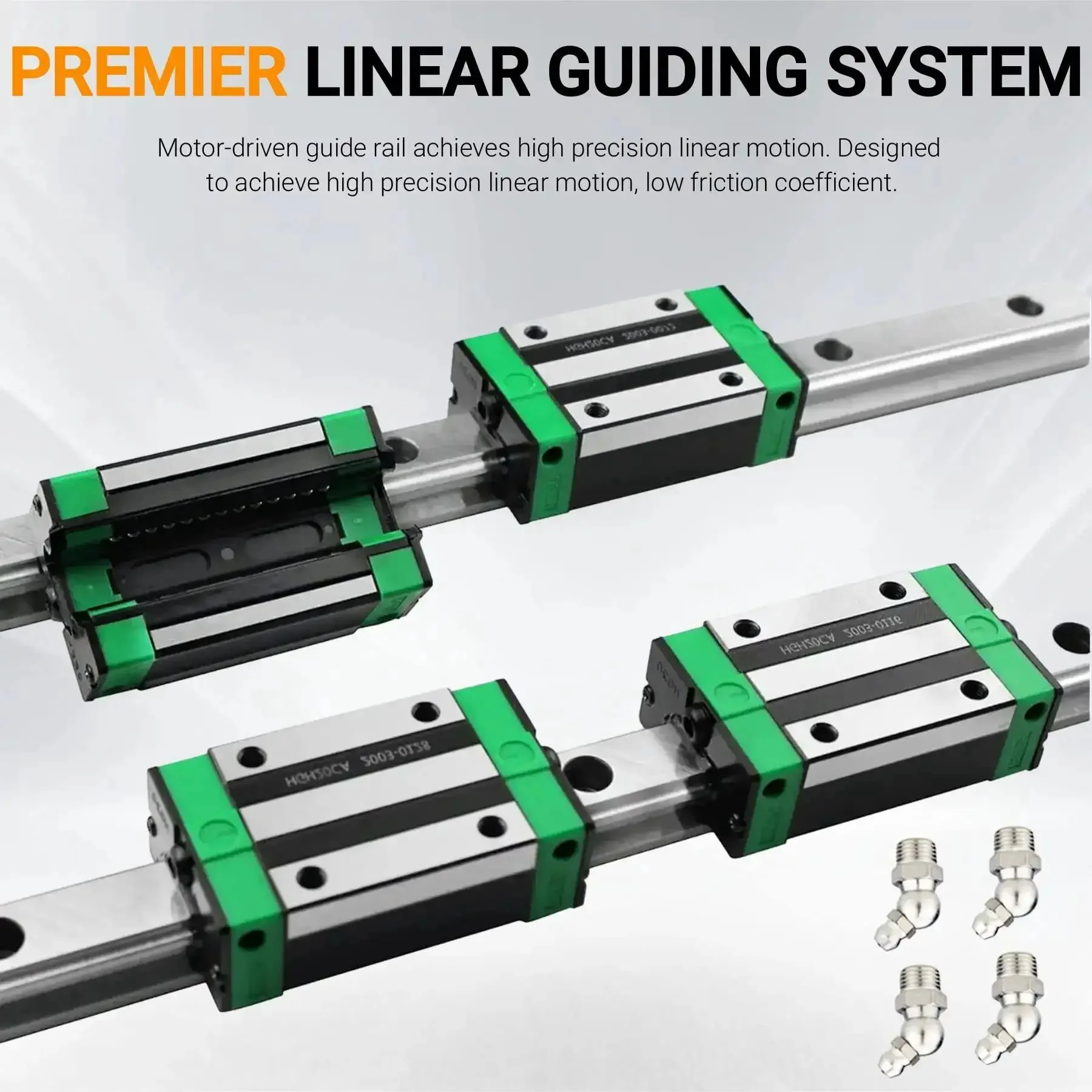 HGR20 1000mm Linear Guide Rail Set With Four HGH20CA Carriage Blocks For CNC Routers Beefy Heavy Duty High Rigidity Smooth Low Noise Chrome Plated Bearings Steel Precise Linear Motion - Image 6