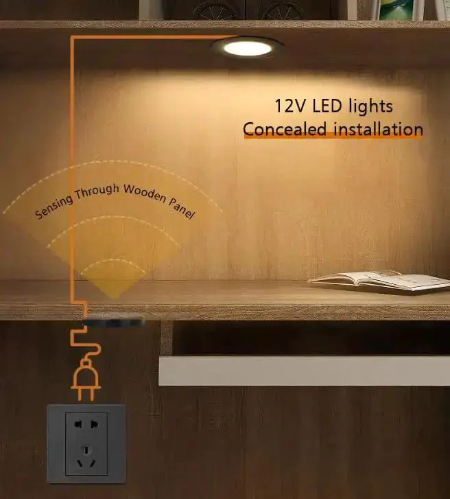Hidden 12V Dimmer Switch With Stepless Brightness Touch Sensor Through Wood Panel For RVs Closets Cabinets And Wine Racks LED Strips Black Finish For Easy Hands Free Dimming And Mood Lighting Anywhere - Image 3