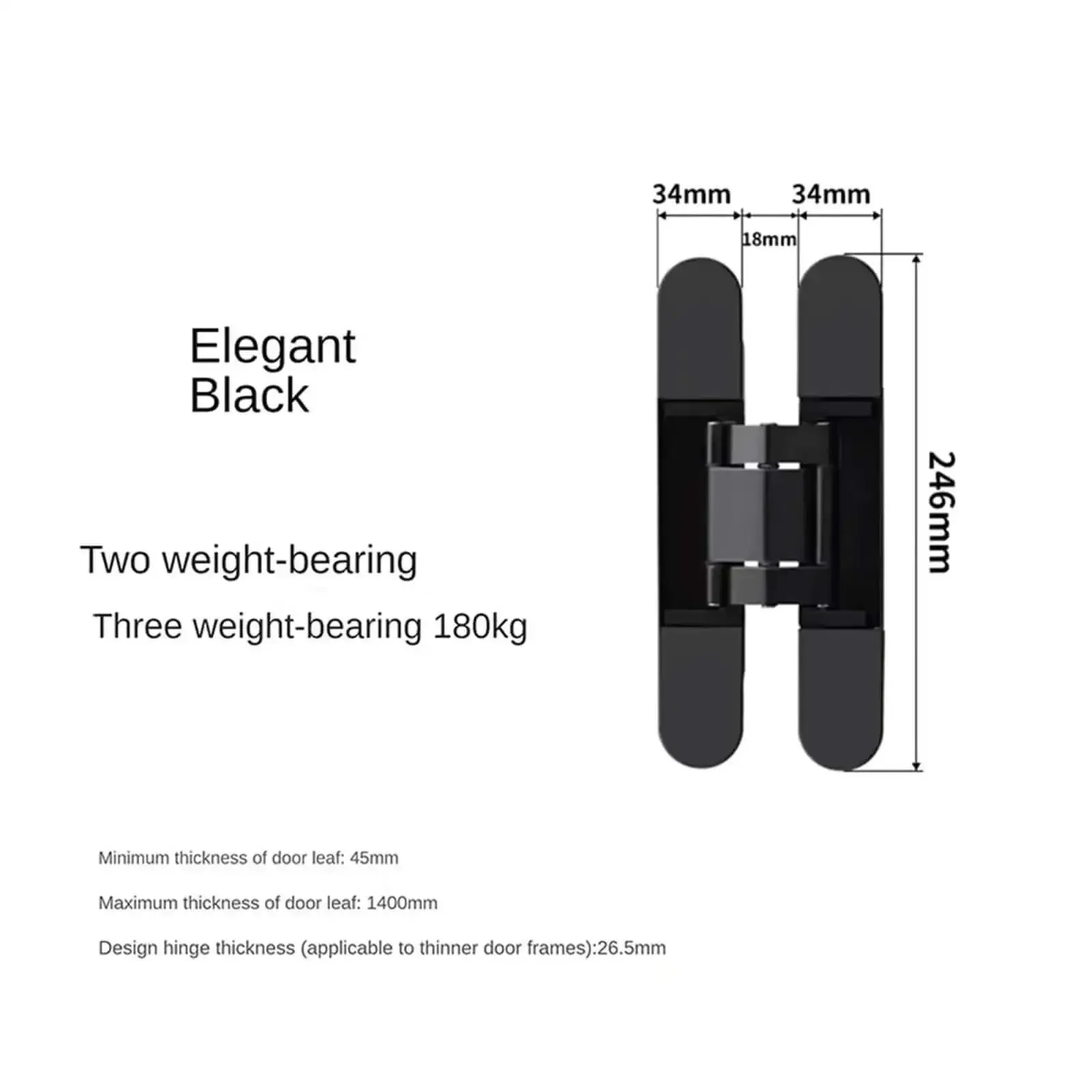 Hidden Door Hinge System For Residential Use Beefy Cross Adjustable Load Bearing 120 To 180 Kg Matte Black Finish Noiseless Operation Weatherproof Construction Easy Install With Included Screws - Image 3