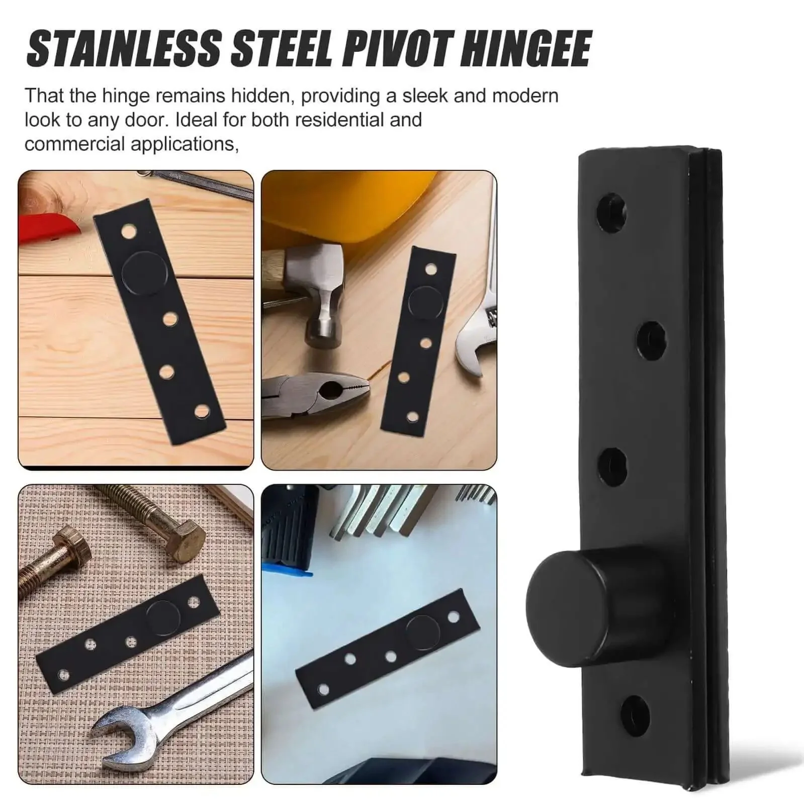Hidden Door Pivot Hinge Full Rotation For Wood Doors Beefy Heavy Duty Metal Construction Matte Black Concealed Invisible Swinging Pivot Hardware For Secret Bookcase Doors - Image 2