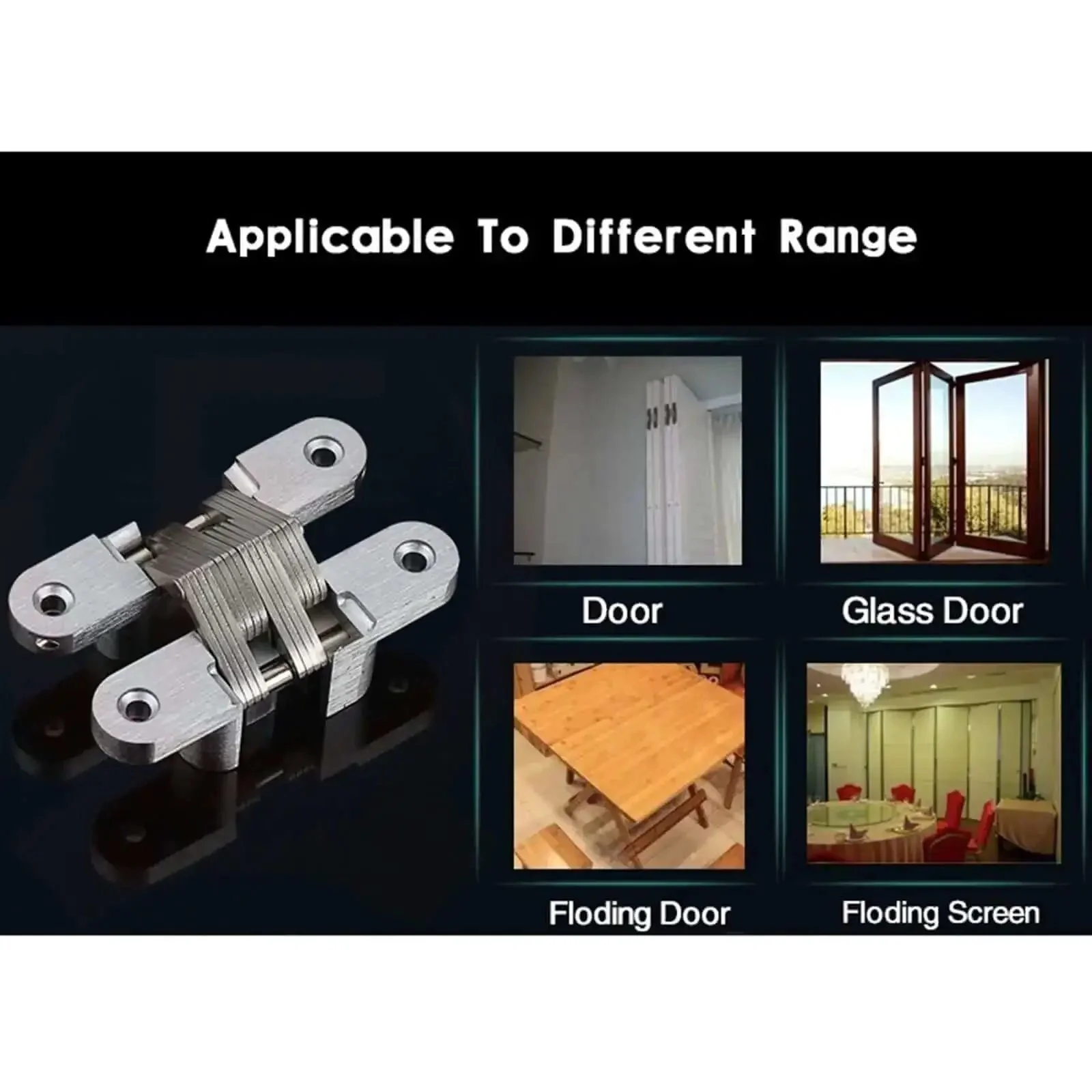 Hidden Hinges Set 2 Pack 304 Stainless Steel Discreet Invisible Folding Door Hinges For Cabinets And Kitchen Furniture, Seven Size Options, Durable Rust-Resistant Cerniera Hardware For Wooden Doors And DIY Projects - Image 6