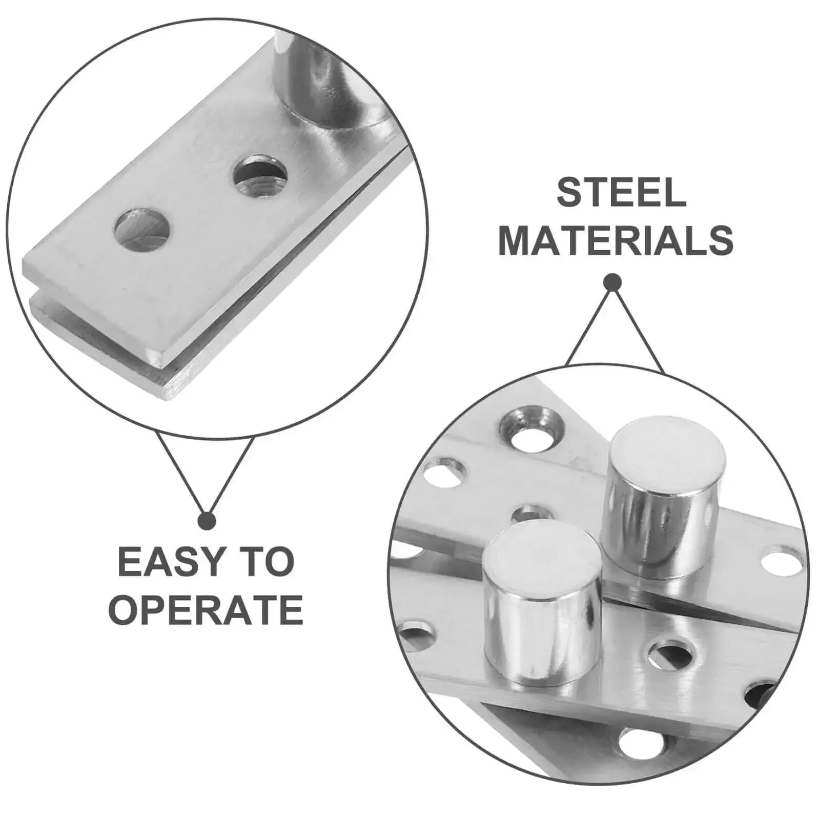 Hidden Rotation Pivot Hinges Set, 360 Degree Concealed Door Shaft For Secret Doors And Cabinets, Stainless Steel, Silent, Heavy Duty Hardware, Two Pack - Image 8