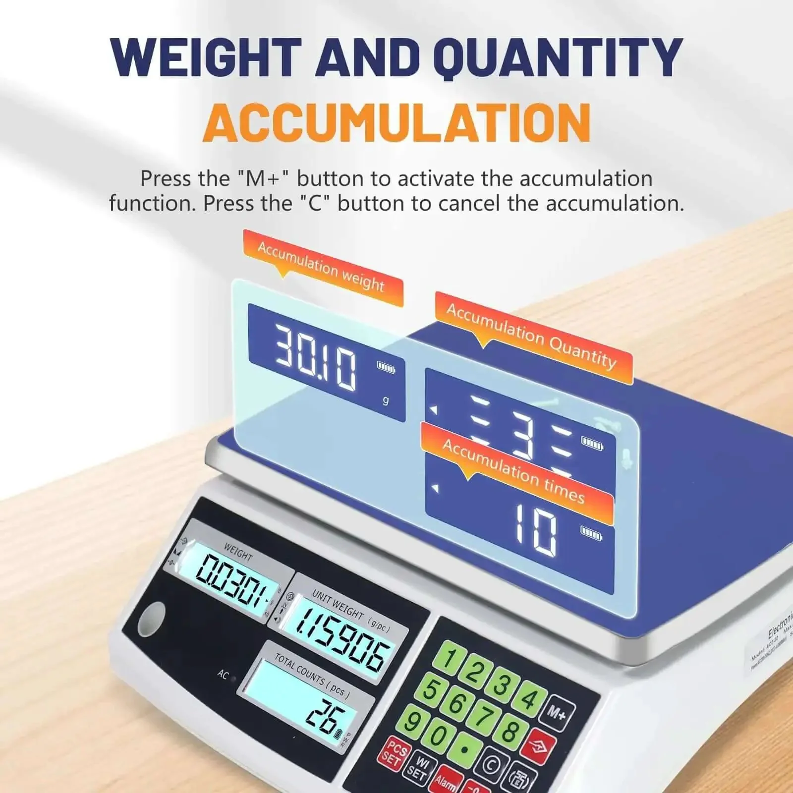 High Capacity Counting Scale 30kg 66lb With 0.1g Precision, Digital Inventory Scale For Parts And Coins, g/kg/lb Modes, Coin Counter, Alarm Mode, Fast, Accurate Readouts For Quick Stock Checks - Image 4