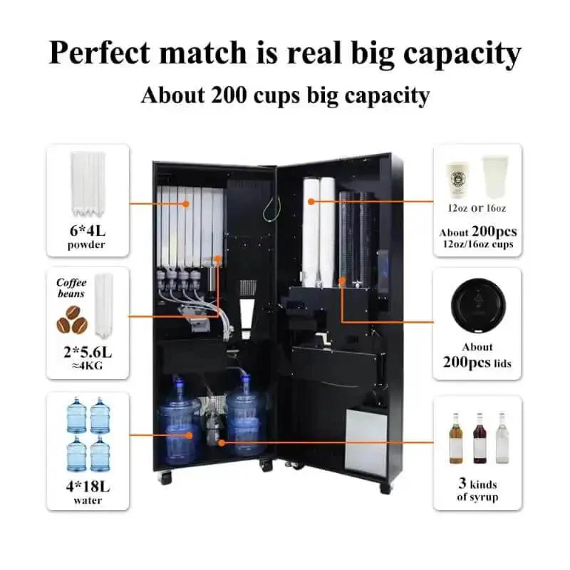 High Capacity Self Serve Coffee Vending Machine, Automatic Commercial Dispenser With Round The Clock Freshly Ground Coffee, Mobile Payment, Remote Monitoring, Built For Schools, Hotels, Airports, Offices, Bookstores, Cafes - Image 4