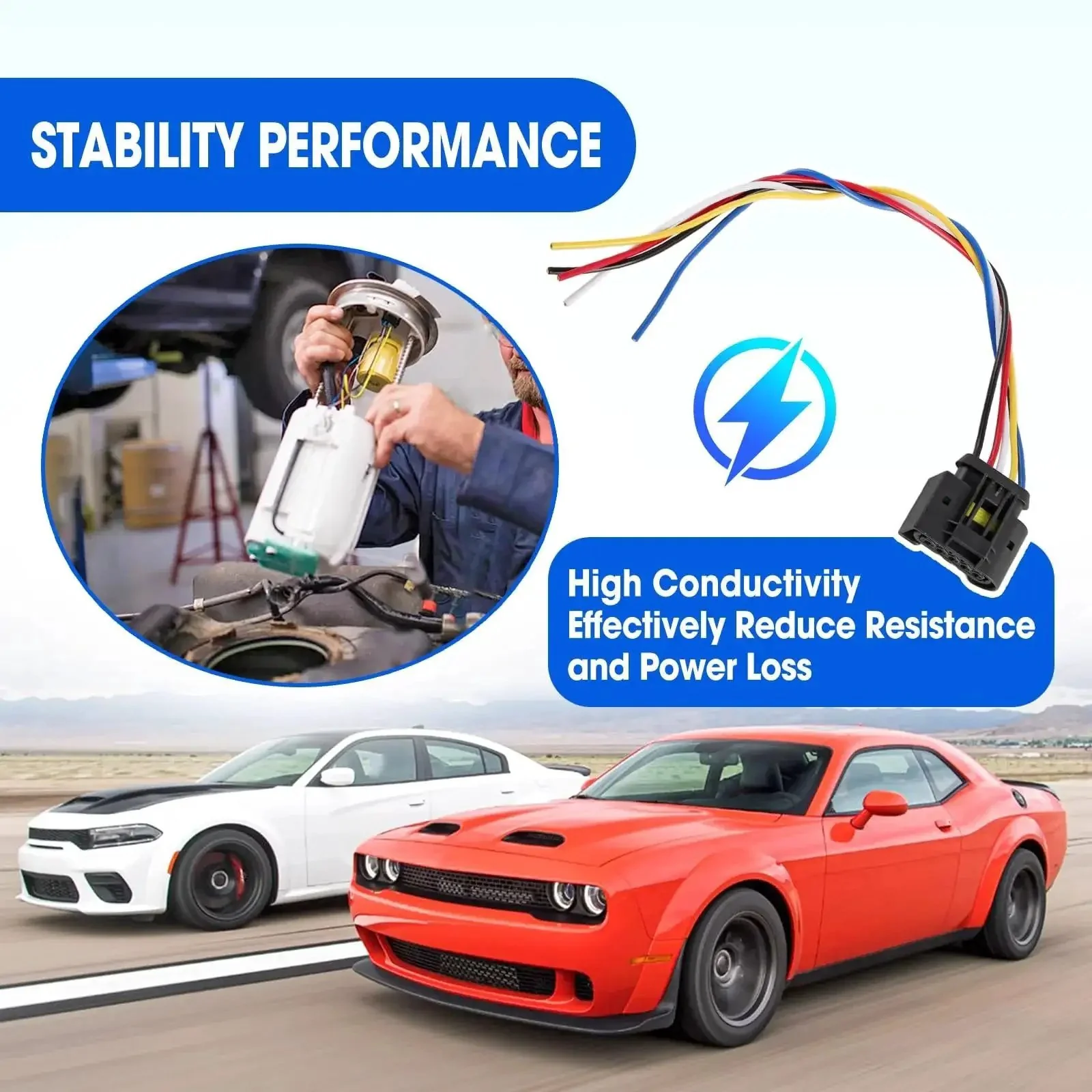 High Conductivity Fuel Pump Connector Wiring Harness Replacement 72182609365 For Dodge Challenger Charger Magnum Chrysler 300 2005-2023 With Copper Core Wire To Ensure Stable Power Supply And Easy Install - Image 5