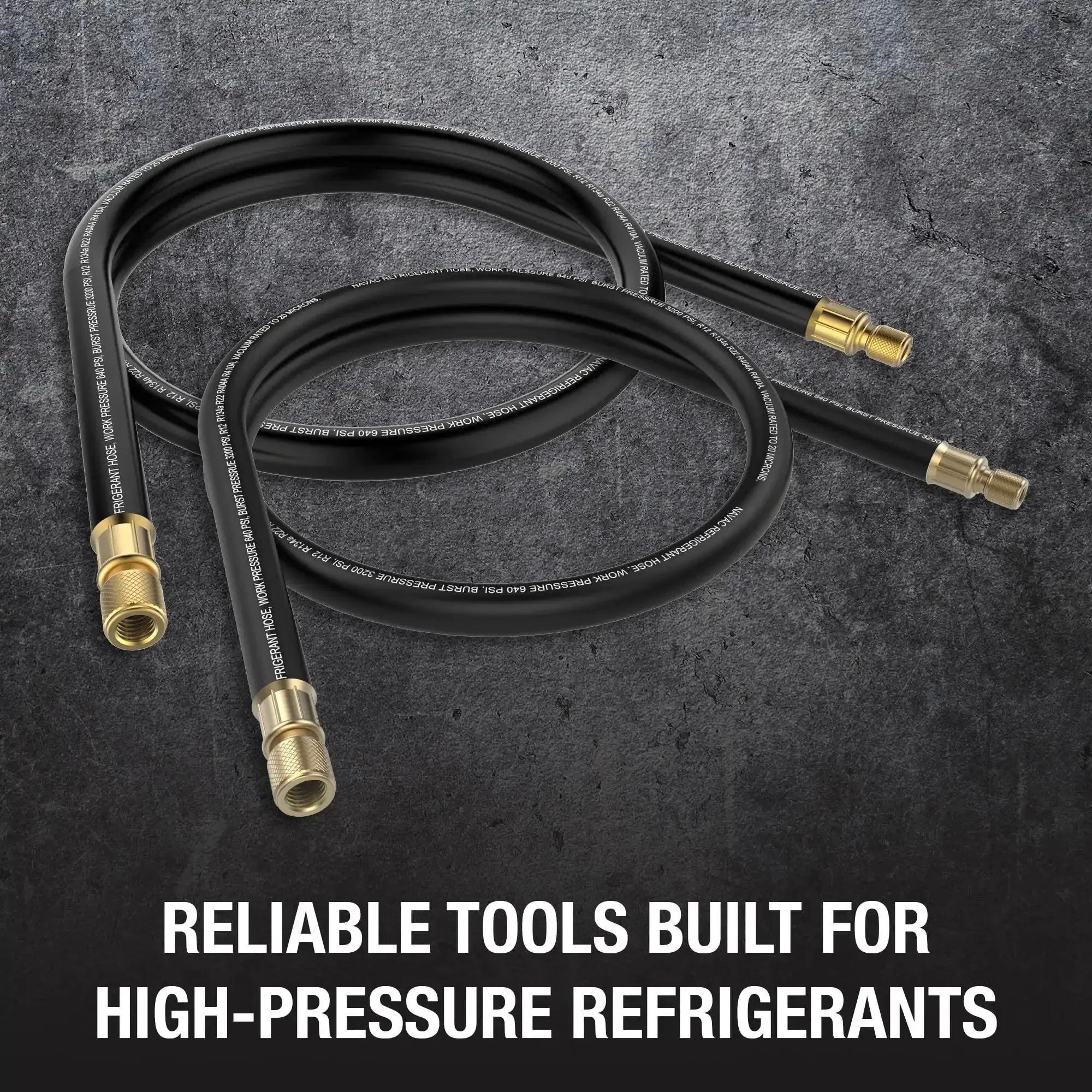 High Flow Refrigerant Hose for HVAC One Half Inch to One Quarter Inch Fittings Six Feet Long One Half Inch Inner Diameter Fast Evacuation and Recovery Three Thousand Two Hundred PSI Burst Twenty Micron Vacuum One Year Warranty - Image 2